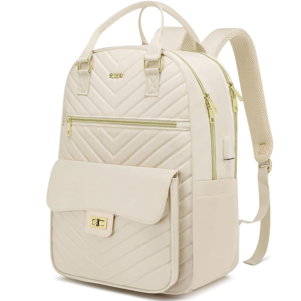 Backpack for Women,Girls Laptop Bag With USB Charging Port for High School University Leisure,Sac a Dos,Beige