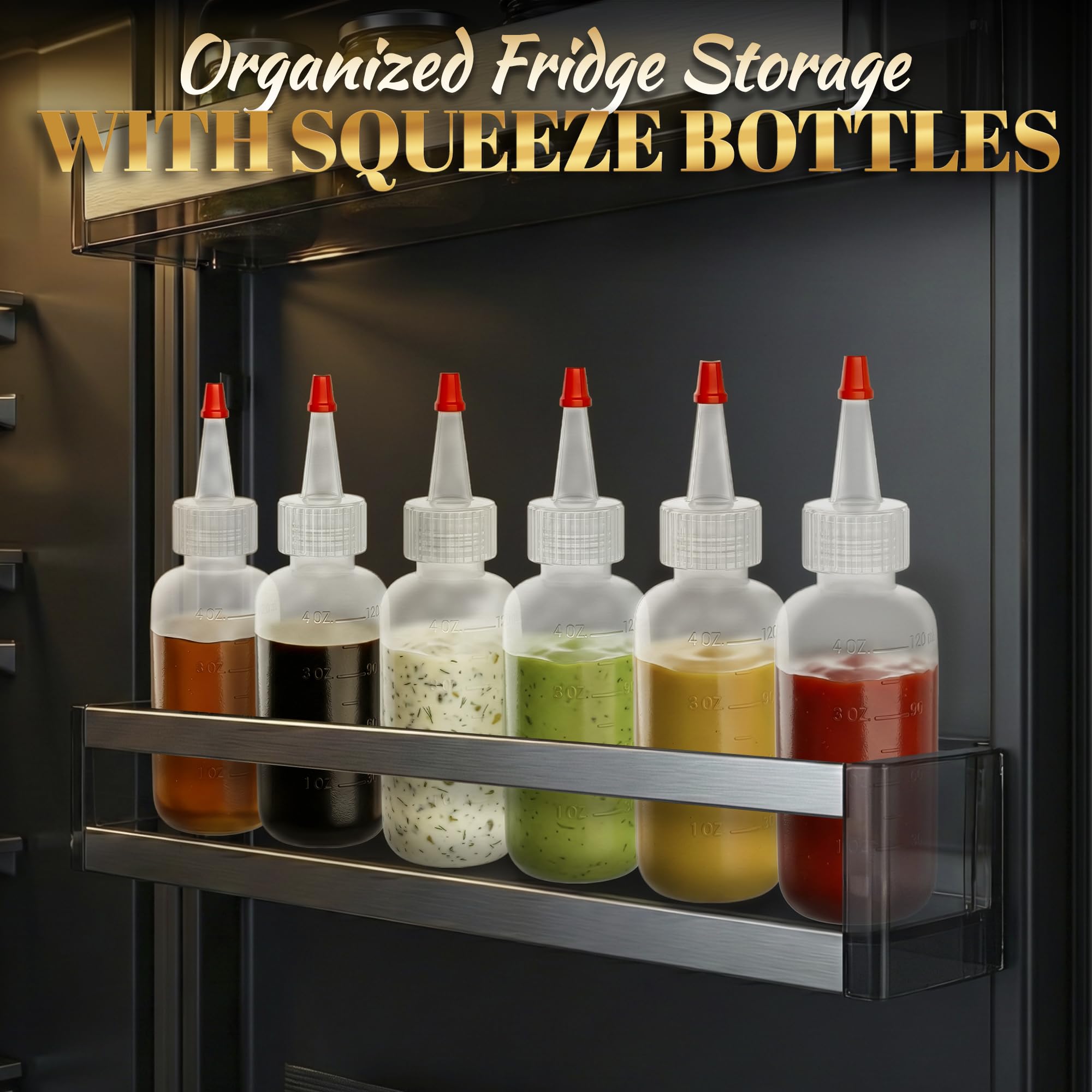 6 Pcs Small Squeeze Bottles for Liquids – 4oz Clear Small Squeeze Bottle for Sauces, Oils, Salad Dressing, Ketchup, Mustard, Pancake Batter, Dishwasher Safe – Precise Dispensing for Cooking and Crafts