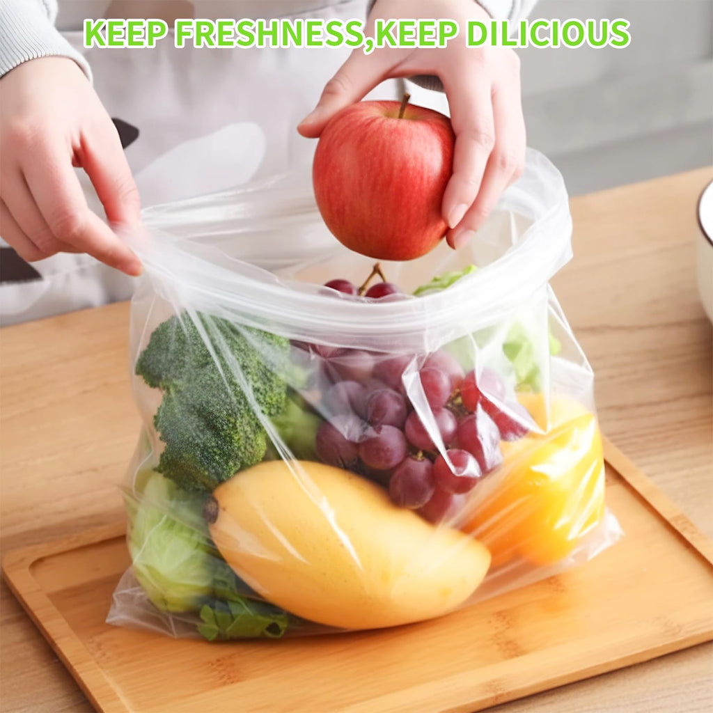 10" x 14" Plastic Produce Bags Roll，2 Rolls Clear Plastic Bags for Food, Fruit, Vegetable, Refrigerator Storage，Kitchen, 400 Bags/Roll