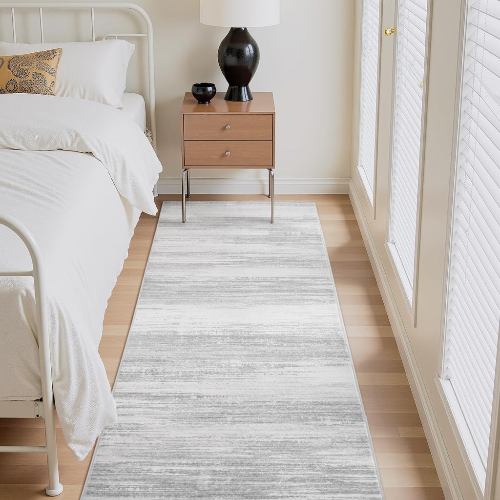 tchdio Abstract Runners for Hallways - 2x6 Runner Rug Washable Non Slip, Modern Abstract Carpet Ultra Soft Kitchen Runner, Low Pile Rugs for Entryway Bedside Laundry Room Grey