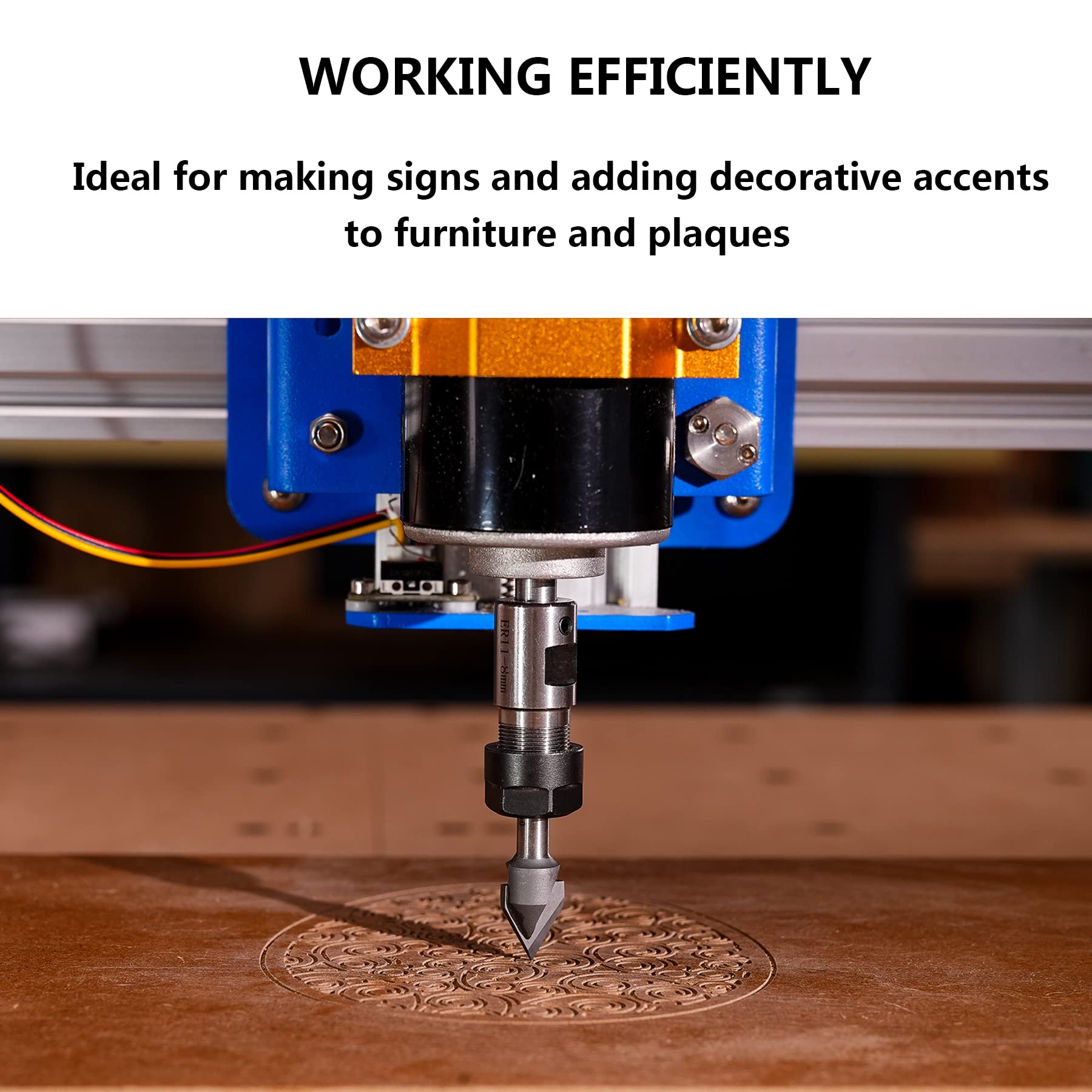 SpeTool Carbdie Tip V Groove CNC Engraving Bit Router Bit CNC Woodwork Tools 60 Deg 1/2 Inch Cutter with 1/4 Inch Shank
