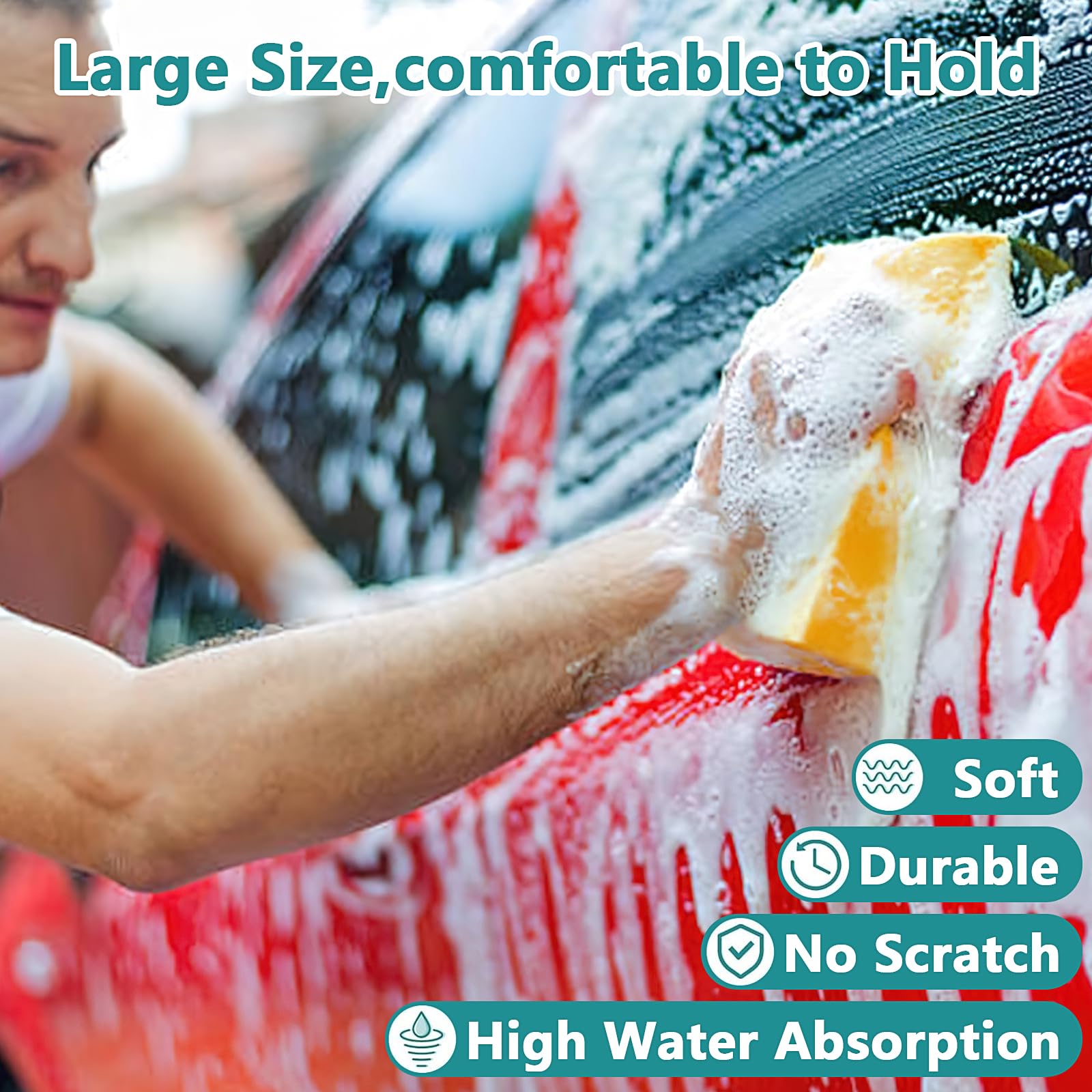 12 Pack Large Sponges for Cleaning, Thick All Purpose Sponge for Kitchen Bathroom Scrubber Tiles Grout Sponge, Car Wash Sponge, Household Cleaning Sponge, 7.5 x 5.5 x 1.9 Inch