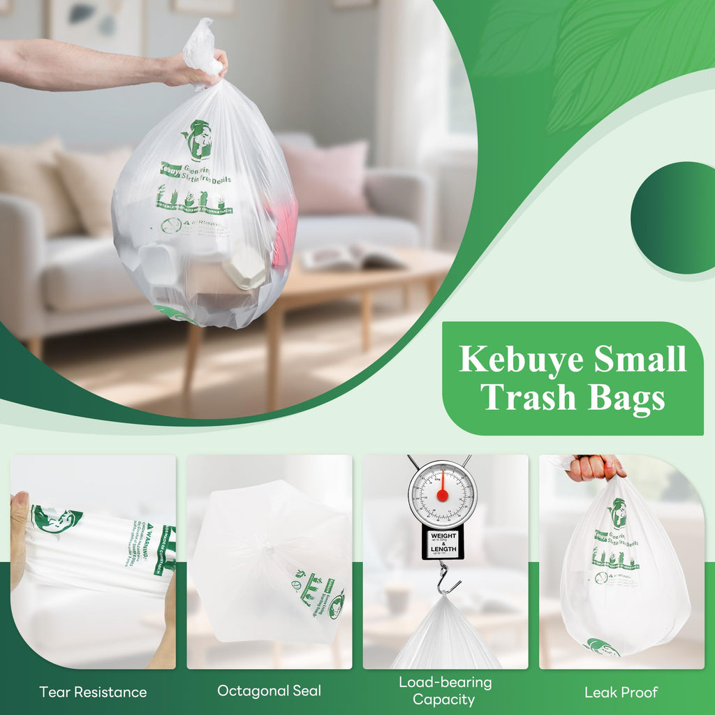 Small Trash Bags 1.2 Gallon, Biodegradable Gallon Waste Bag, Mini Compostable Strong Bathroom Wastebasket Can Liners Garbage Bags for Home Office Kitchen Fit 5 Liter 5L, 1 Gal, White 120 Pcs