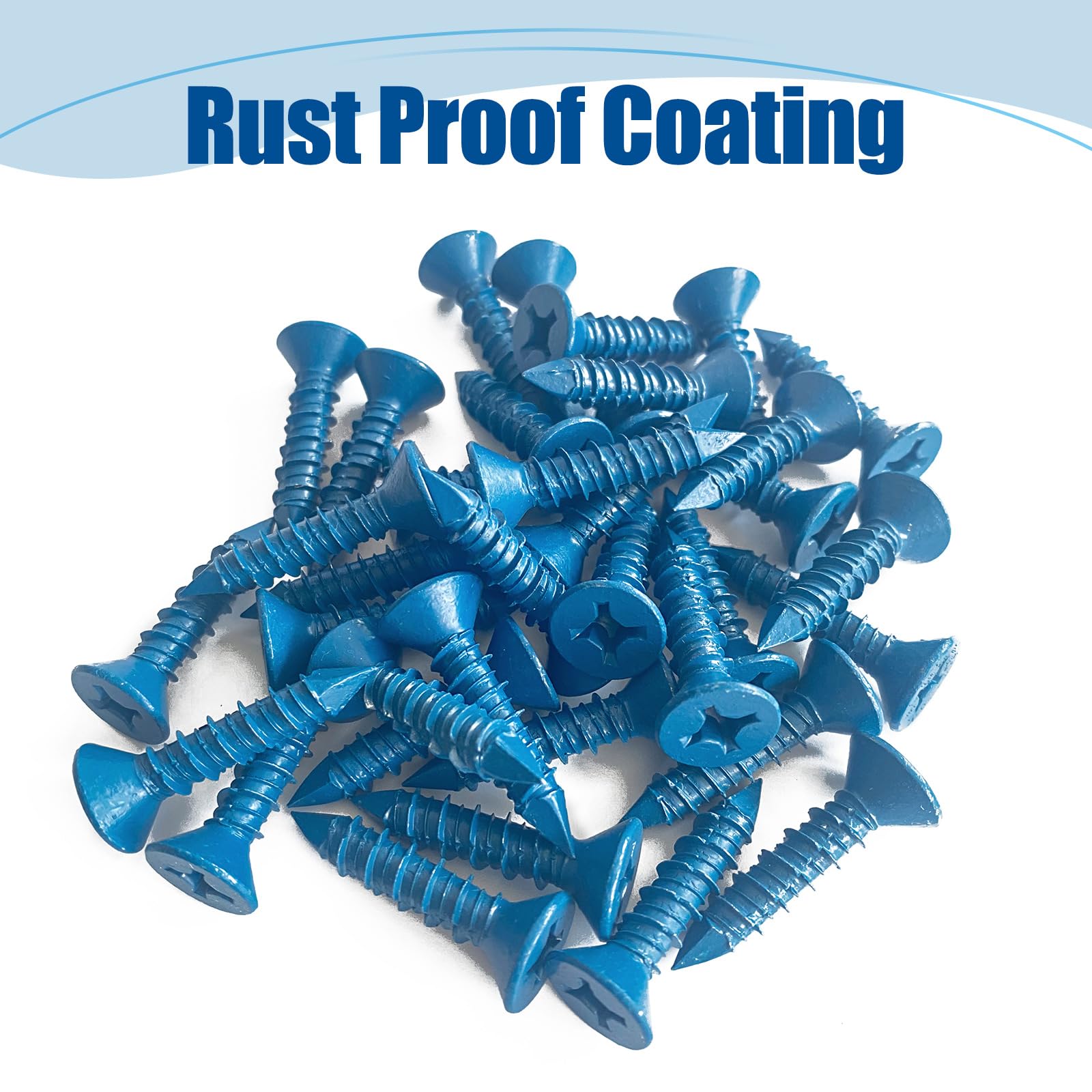 ANCHOREASE 3/16″×1-3/4″ (200Pcs) Flat Head Concrete Screw Anchor, Blue Screw, for Anchoring to Masonry, Block or Brick