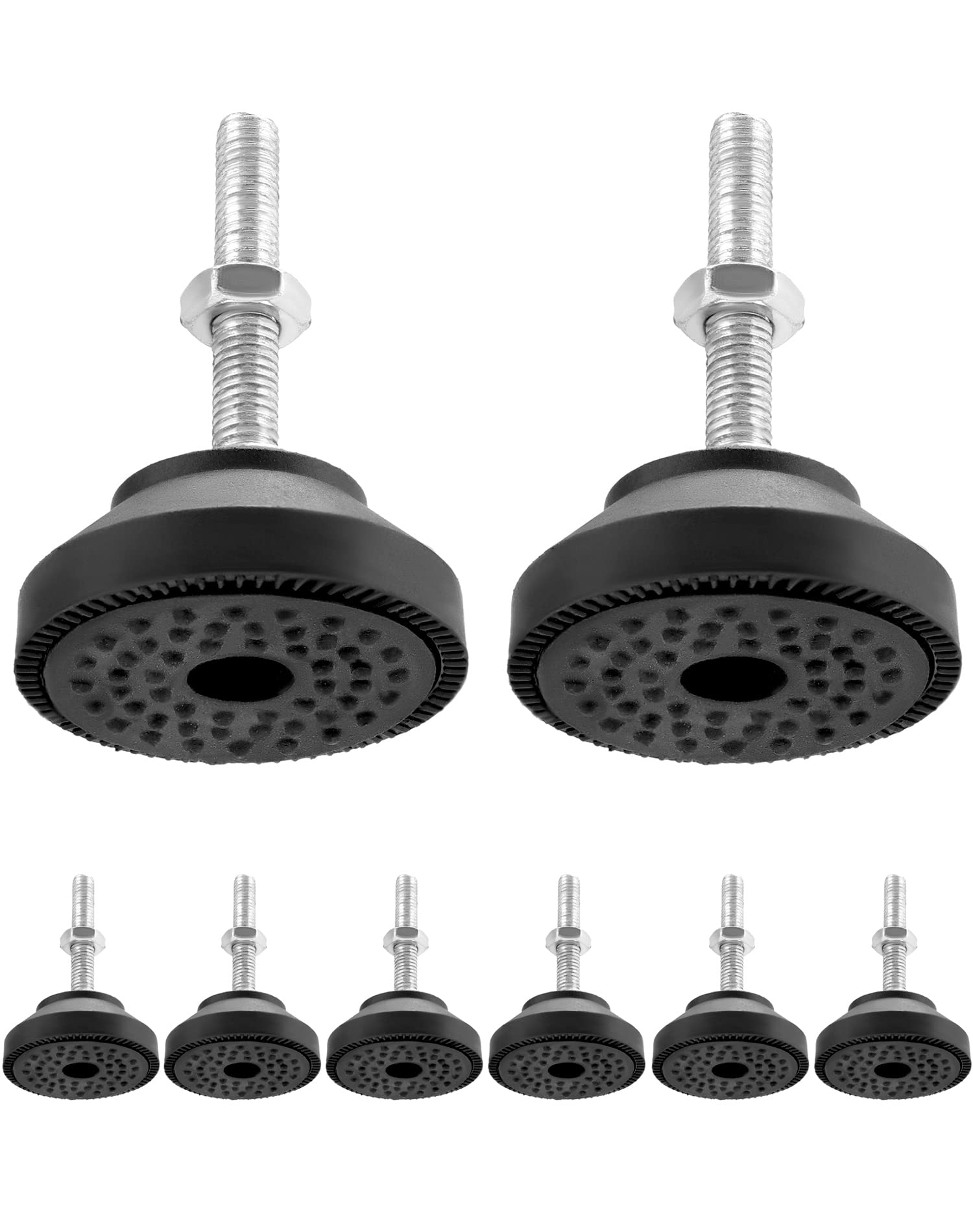 QWORK M8 Thread Rubber Furniture Leveling Feet, 8Pcs, Adjustable Furniture Glides - 2" Diameter, Screw in Threaded Furniture Levelers, Leveling Foot Leg for Tables and Desks