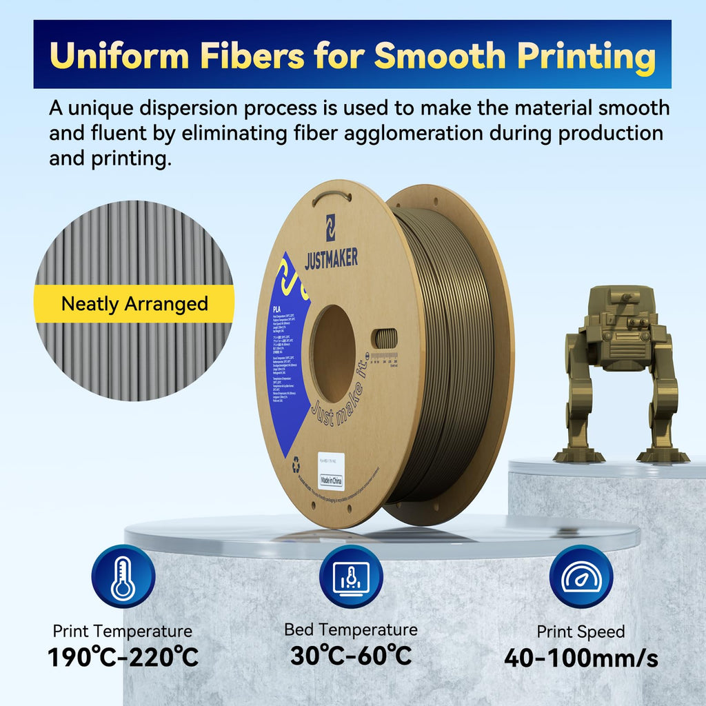 JUSTMAKER PLA 3D Printer Filament, Upgrade Cardboard Spool, Print with Most 3D Printers, Dimensional Accuracy +/-0.03mm, 1.75mm, 1kg， Proccess Magenta