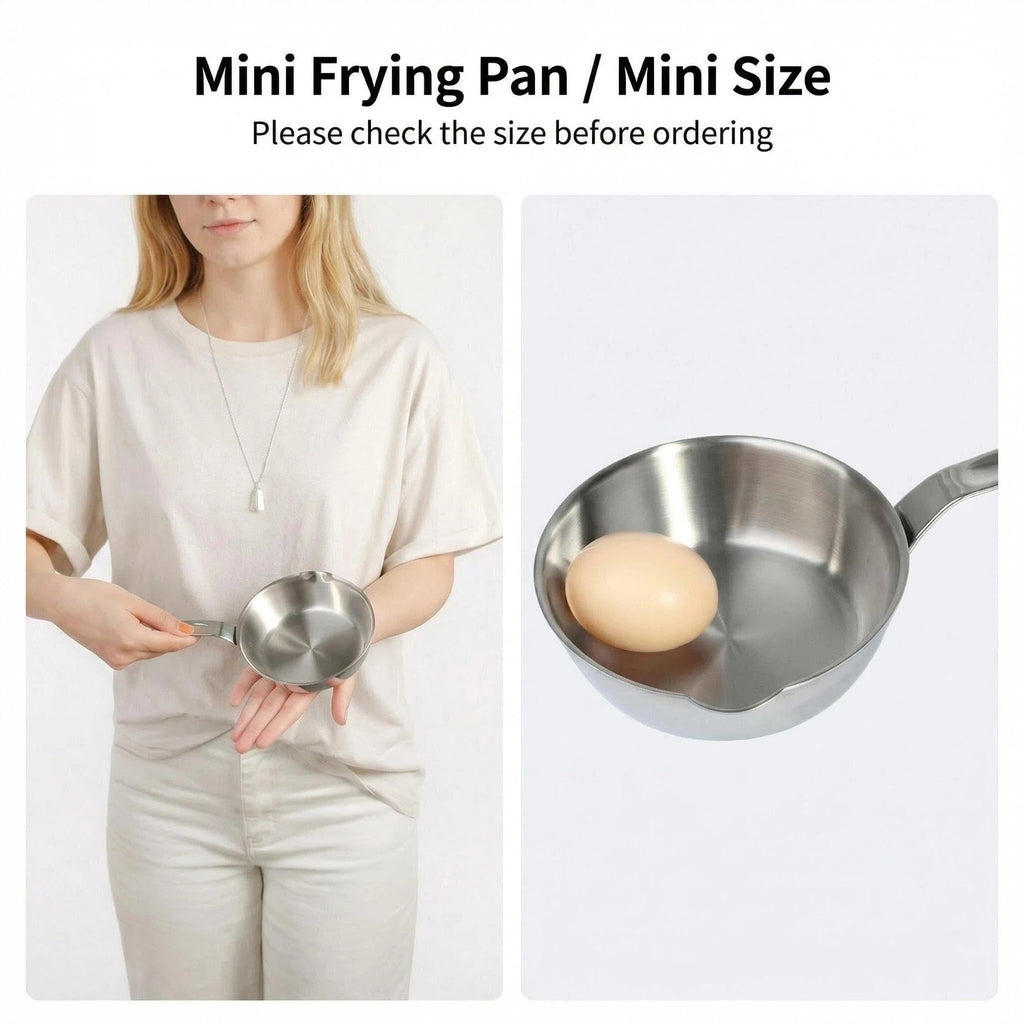 IMEEA 4.7-Inch Mini Egg Pan Omelet Pan SUS304 Stainless Steel Mini Sauce Pan Frying Pan with Spout