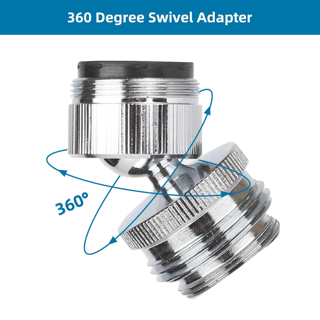 Hibbent Faucet Adapter Kit, Swivel Aerator Adapter to Connect Garden Hose - Multi-Thread Kitchen Sink Faucet to Garden Hose Adapter 3/4 Inch - Chrome Finished