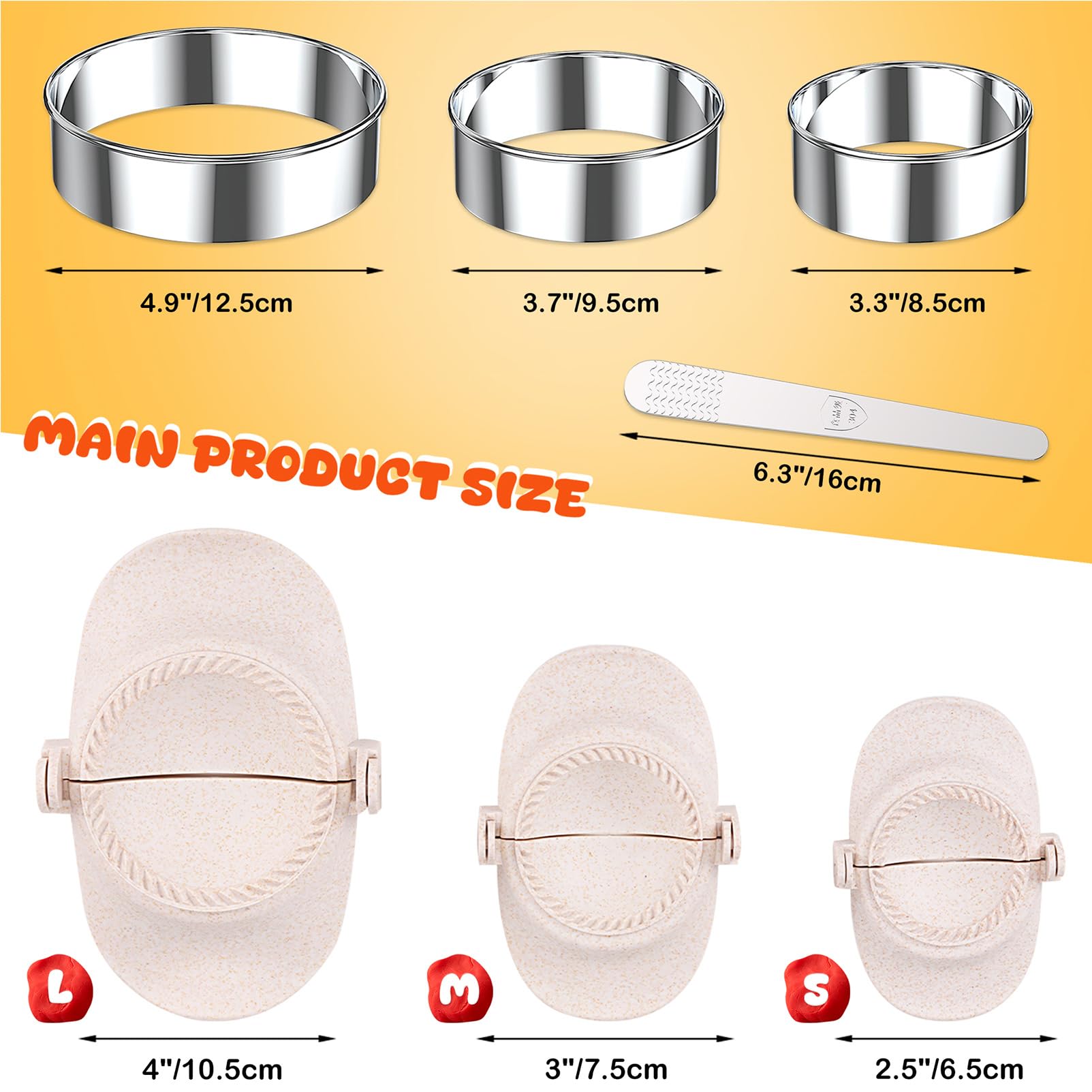 NAMUPIE 7 Piece Dumpling Maker Kit - All-in-One Empanada Maker Set with Press Molds & Ring Cutters, BPA-Free Kitchen Accessories for Home Cooking, Family/Friends Fun Gift (Beige)
