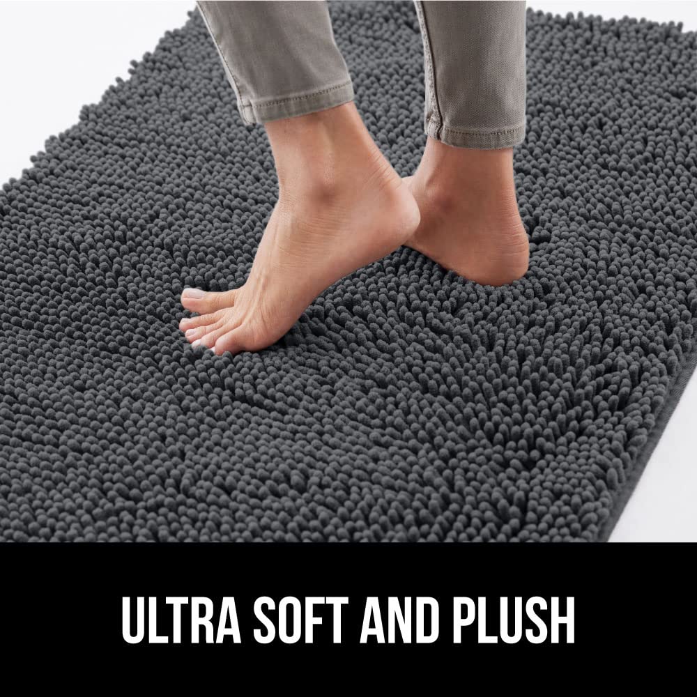 GORILLA GRIP Absorbent Soak Stopper Doormat, Rubber Backing Welcome Mat, Muddy Dog Paws Dirt, Washable Quick Dry Microfiber Chenille Floor Interior Door Mats, Home Décor, 24x17 in Charcoal