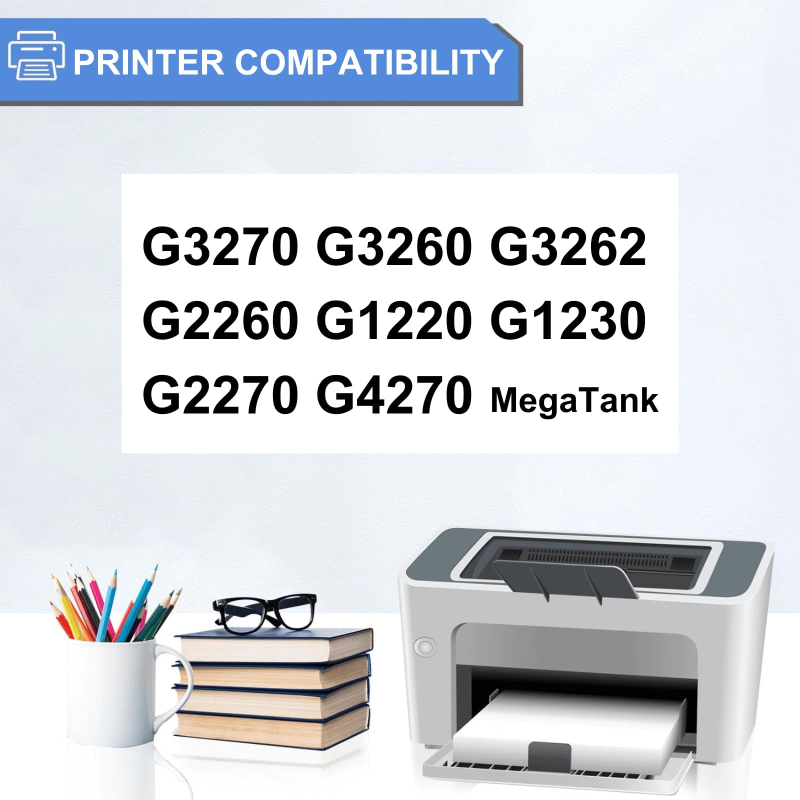 JoyPrinting GI-21 Ink Bottles Compatible for 21 GI-21 GI21 Ink Refill Bottles G3270 G3260 Ink Bottles Work for G3270 G3260 G3290 G3272 G4280 G4270 G2270 G2260 G1220 G1230