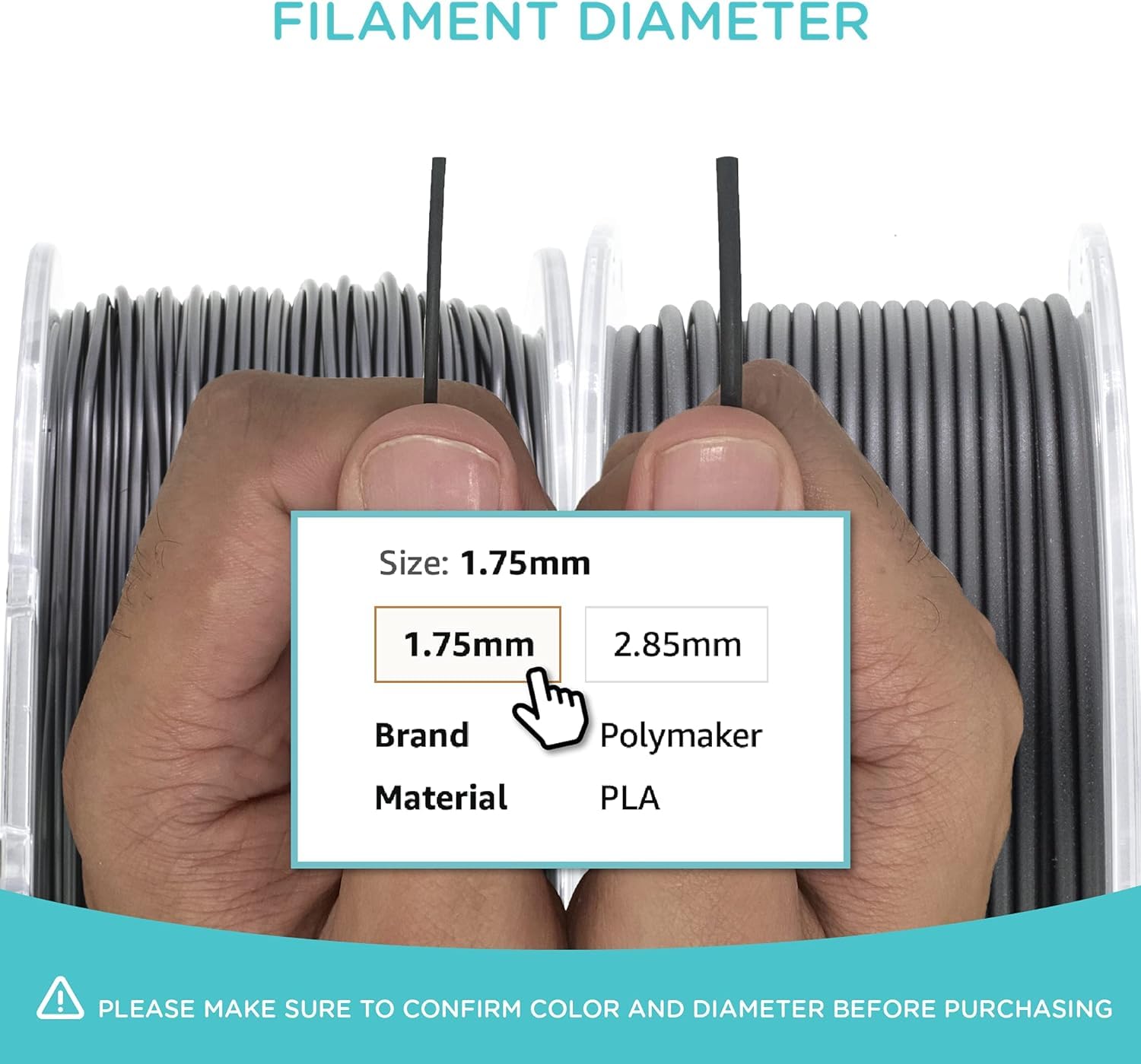 Polymaker ABS Filament 1.75mm Black, ABS 3D Printer Filament 1.75mm Heat Resistant 1kg - PolyLite ABS 3D Printing Filament 1.75mm, Strong & Durable, Dimensional Accuracy +/- 0.03mm
