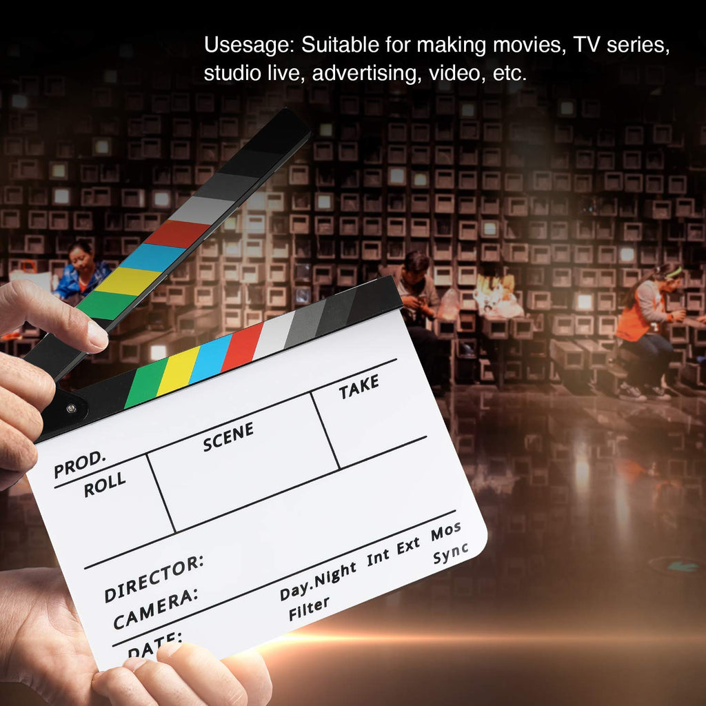 Acrylic Film Clapboard -12x10in Plastic Film Clapboard Cut Action Scene Clapper Board with a Magnetic Blackboard Eraser and 2 Custom Pens, Movie Props for Filmmakers, Students & Creators