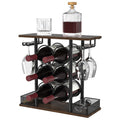 VyGrow Wine Rack, Sturdy Wine Rack, 3 Animals Wooden and Metal Easy to Assemble for 6 Bottles and 4 Glasses for Home, 6.29" D x 16.14" W x 15.82" H
