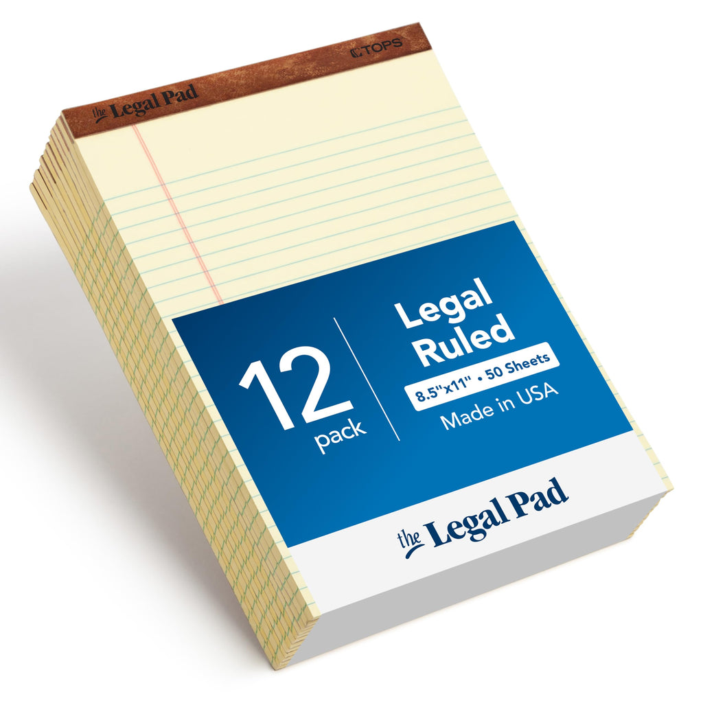 Tops 7532 Letr-Trim Perforated Top Letter Size Canary 50 Sheet Legal Pad, 12-Pack