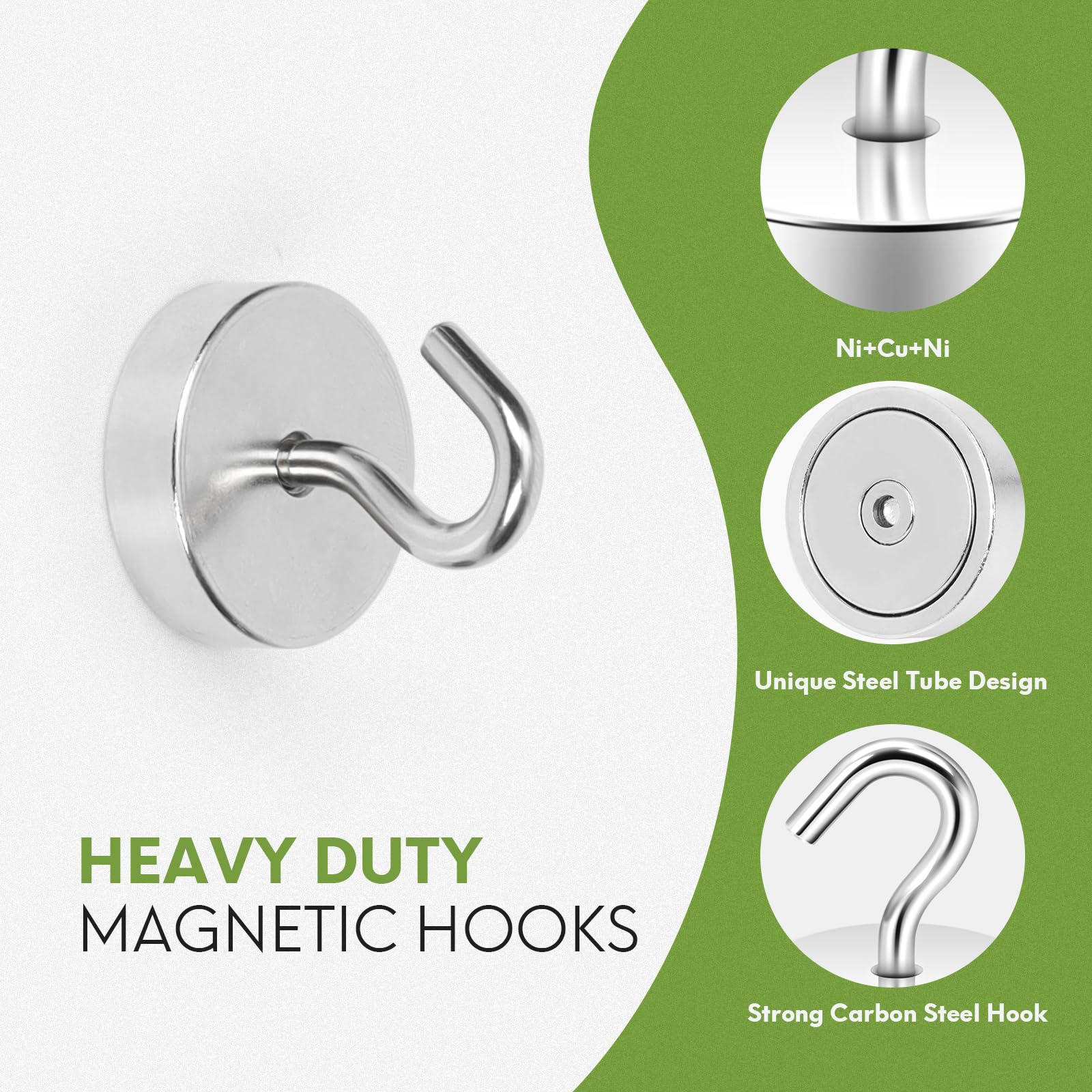 Neosmuk Magnetic Hooks,80lb+ Heavy Duty Earth Magnets with Hook for Refrigerator, Extra Strong Cruise Hook for Hanging, Magnetic Hanger for Cabins, Grill(10 Pack)
