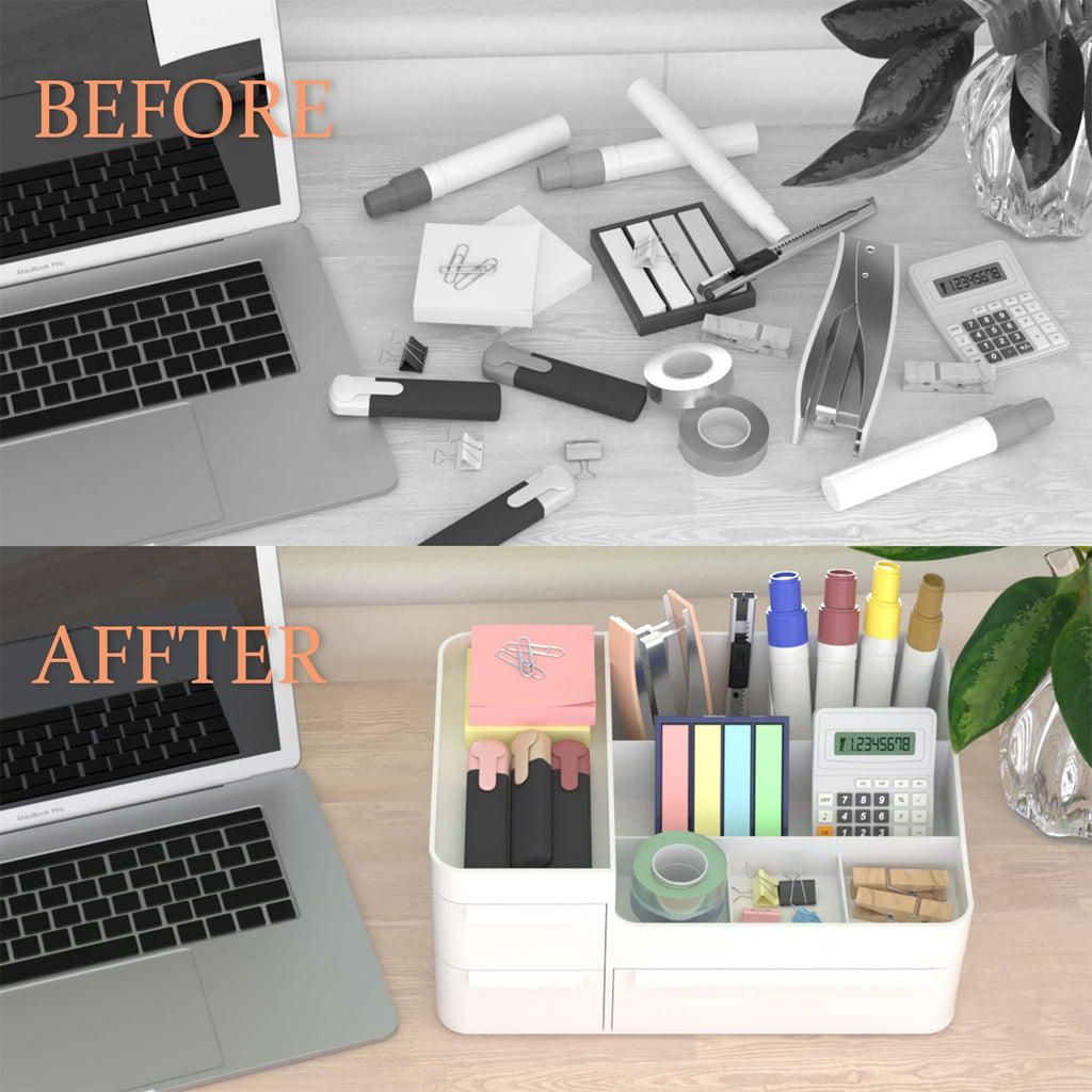 Makeup Organizer with Drawers, Countertop Organizer for Vanity, Bathroom and Bedroom Desk Cosmetics Display Case for Brushes, Lotions, Perfumes, Eyeshadow, Lipstick and Nail Polish