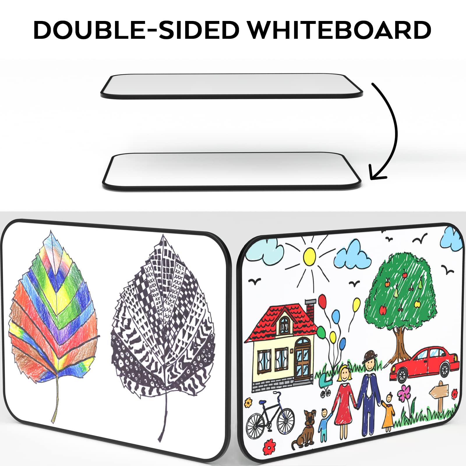 Nicpro Dry Erase Whiteboard A3, Magnetic Double Sided 12 x 16 White Board with Black Border, Including 8 Water-Based Pens and 1 Eraser for Kid Writing & Drawing, Student School, Classroom, Home Use