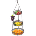 Simple Houseware 3-Tier Hanging Fruit Basket, Round, Bronze