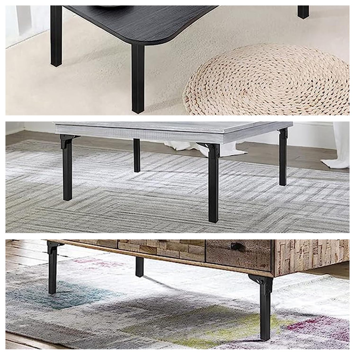 RHBLME 4 Pack Folding Table Legs, 15.75Inches/ 400mm Folding Legs Heavy Duty Metal Furniture Legs, Sofa Cabinet Dresser Legs for Home Decor Replacement Legs for Bed Table, with Mounting Screws