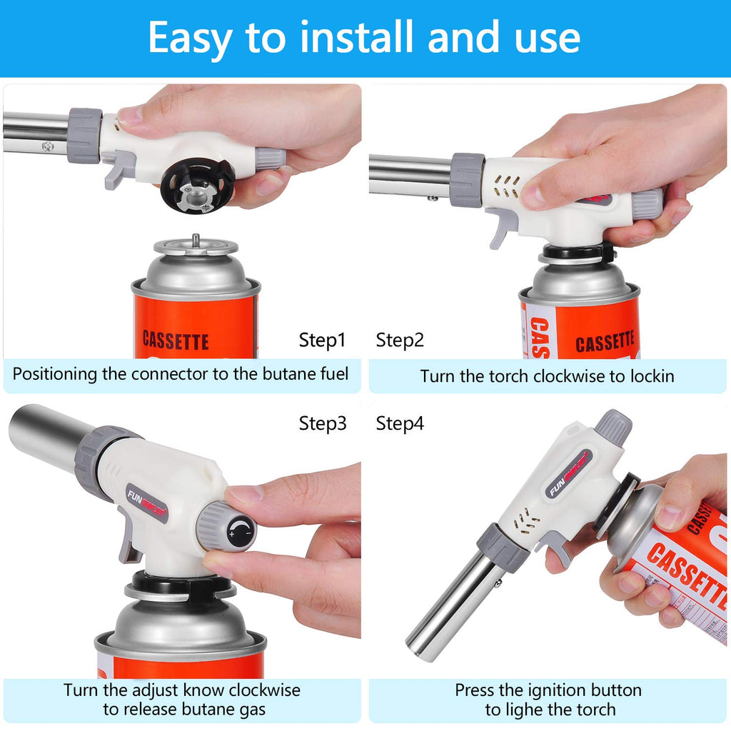 FunOwlet,Butane Torch Kitchen Blow Lighter, Culinary Torches Head Professional Chef Cooking Adjustable Flame For Sous Vide, Creme Brulee, Baking, BBQ (Butane Gas Not Included)