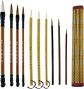 Chinese Calligraphy Brush, Chinese Brush Calligraphy Set with 10 Mixed Sizes Chinese Calligraphy Pen for Watercolour Painting Drawing Kanji Japanese Writting (with Holder)