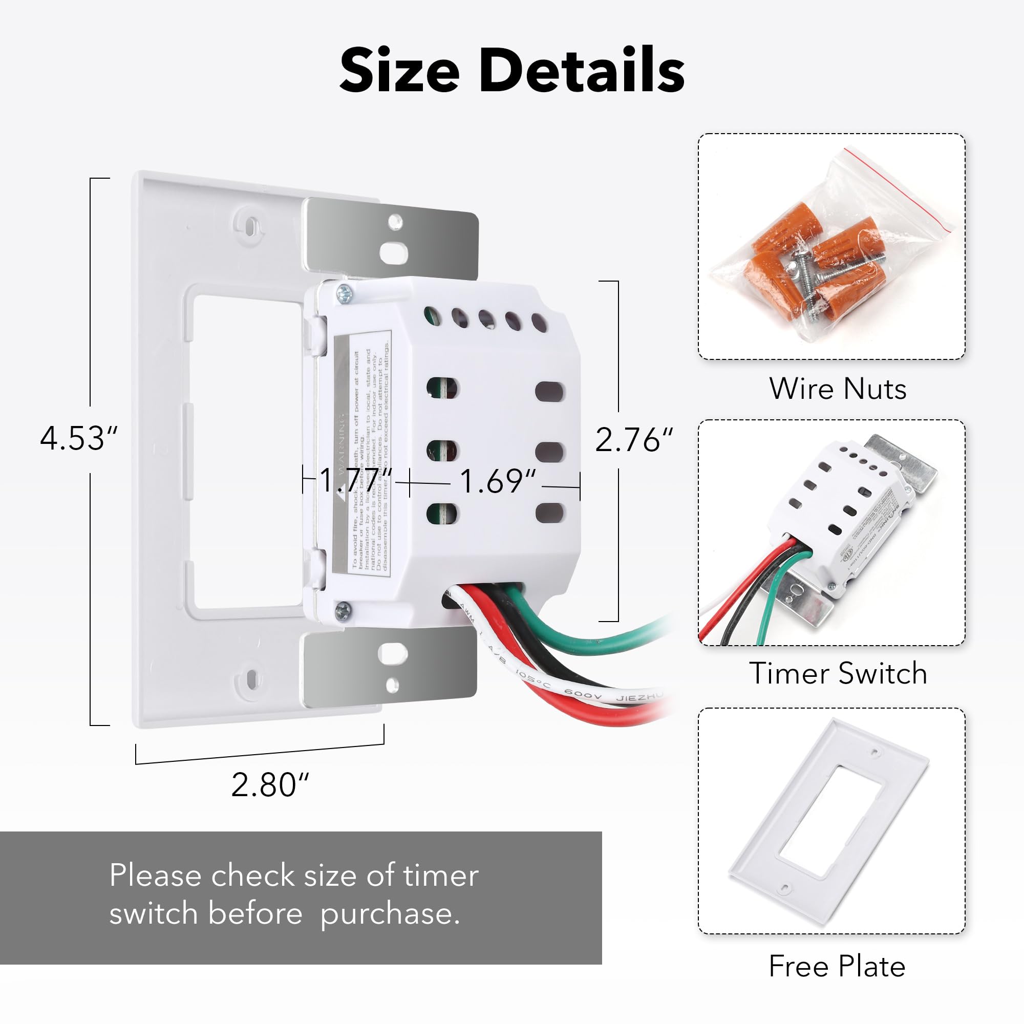 BN-LINK Countdown Digital Wall Timer Switch for Exhaust Fan with Push Button 5-15-30-60mins, 2-4hours, Bathroom Fan Light Switch Timer Indoor, Neutral Required, Wall Plate Included, White