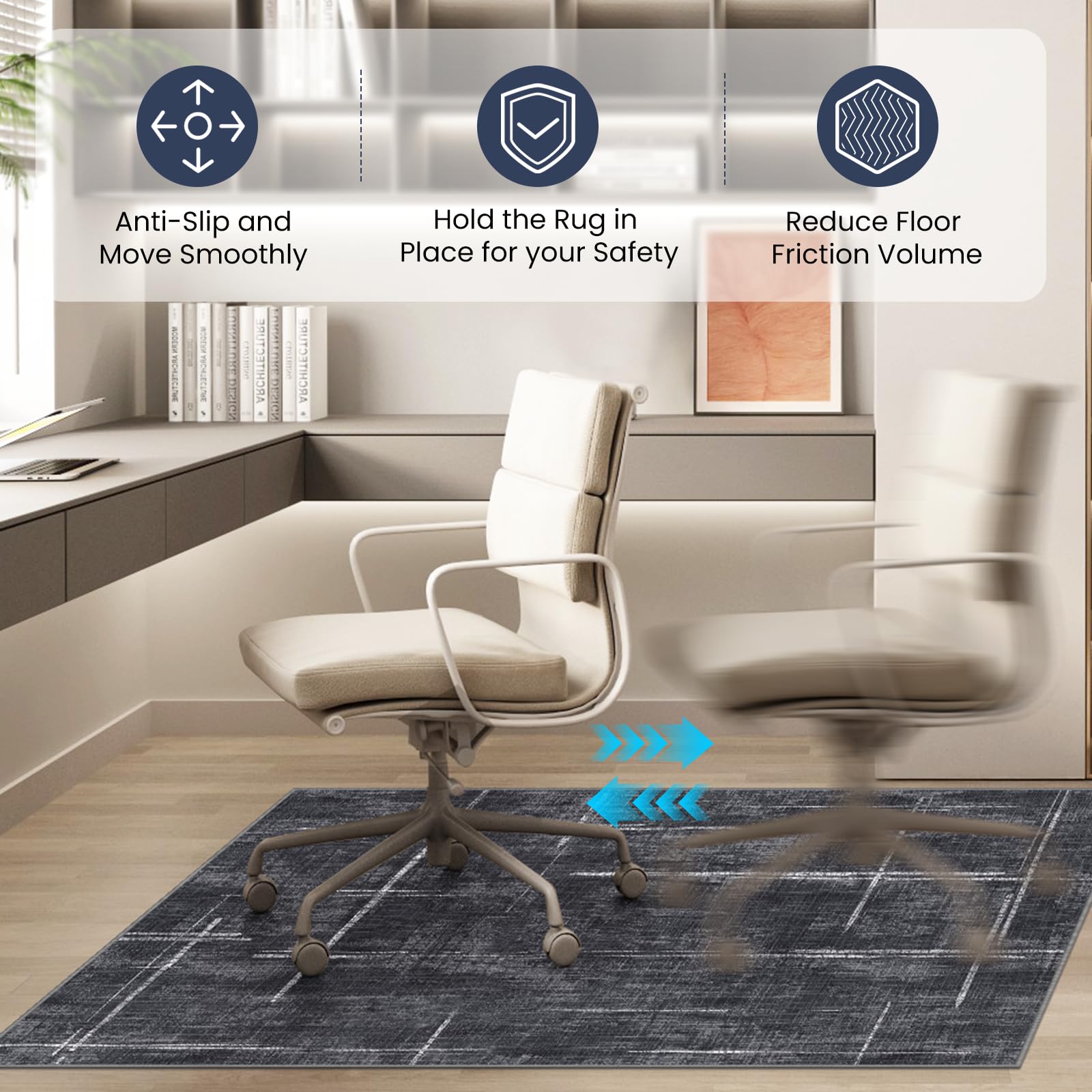 Office Chair Mat for Hardwood Floor&Tile Floor,36"X 48" Heavy Duty Desk Chair Mat for Hard Floors,Under Desk Rug for Rolling Computer Chair,Anti Slip,Low Pile Carpet Floor Protector