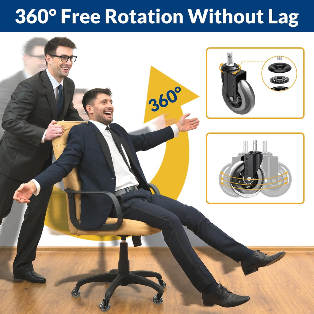 COSYLAND Office Chair Wheels Replacement - Rubber Chair casters for Hardwood Floors and Carpet, Set of 5, Heavy Duty Office Chair casters for Chairs to Replace 11mm