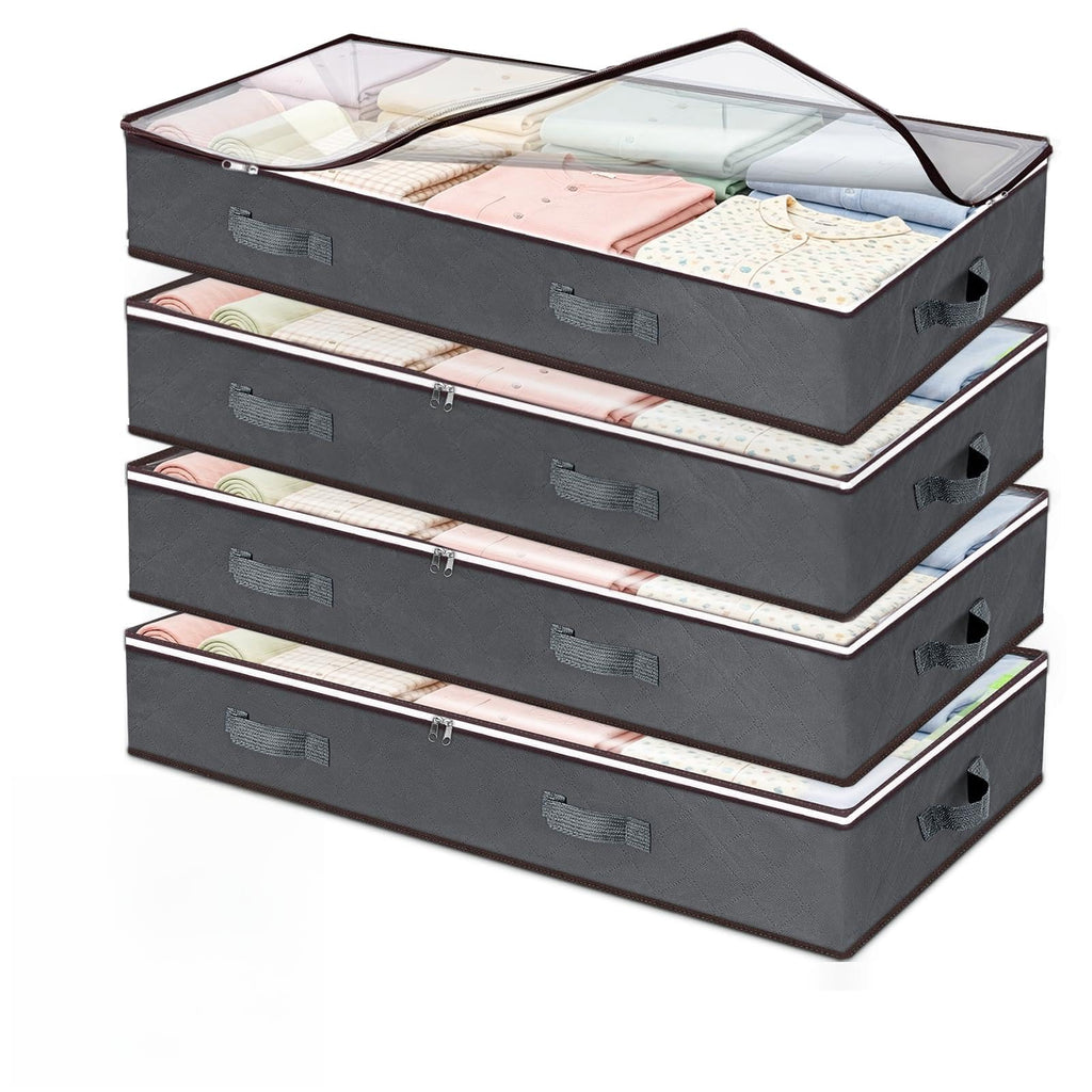 Budding Joy 90L Under Bed Storage Containers, Closet Organizers and Storage Bins, Foldable Underbed Storage Bags for Blankets, Towels, Comforter, Sweaters, Pillows, Linen Sheets, Wrapping Paper