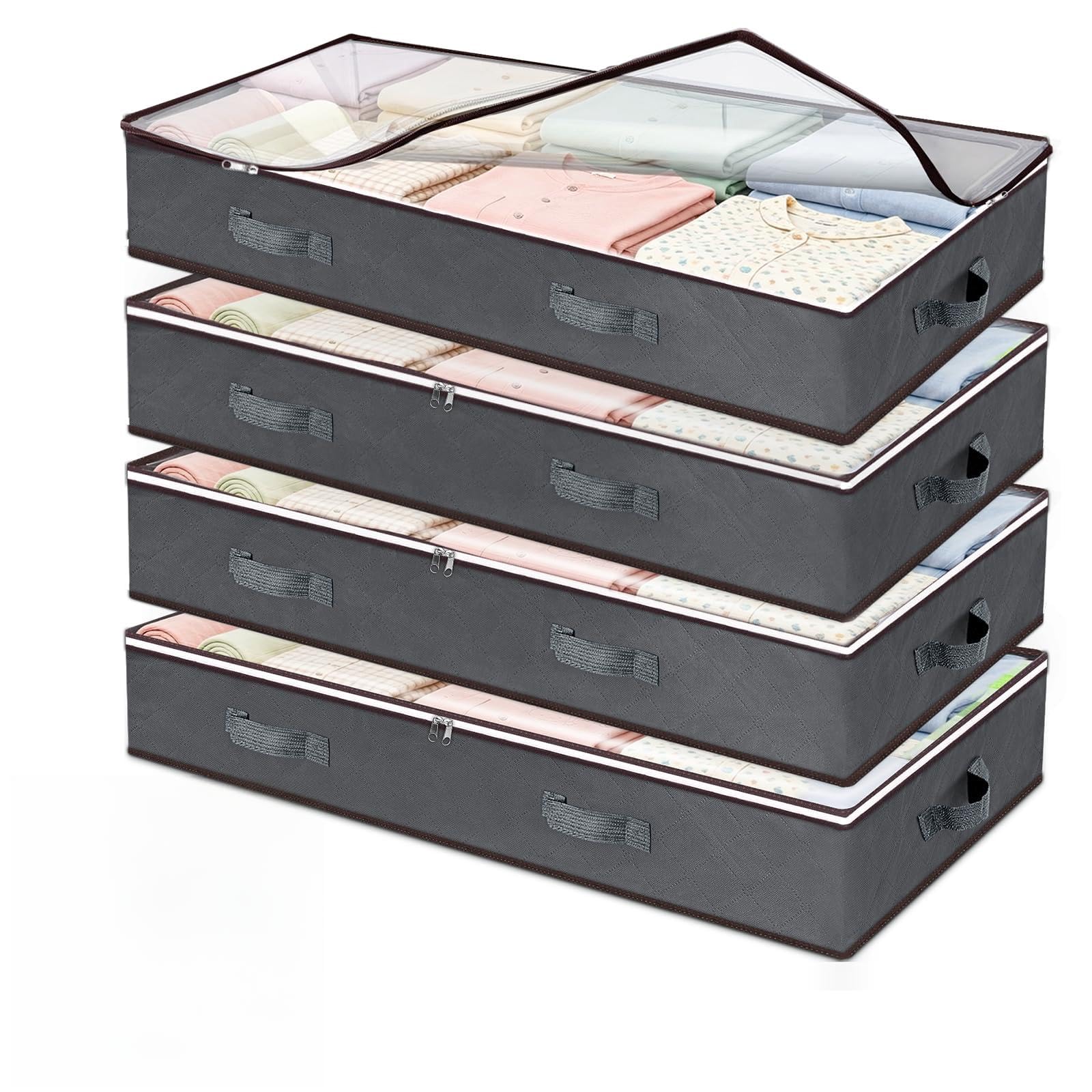 Budding Joy 90L Under Bed Storage Containers, Closet Organizers and Storage Bins, Foldable Underbed Storage Bags for Blankets, Towels, Comforter, Sweaters, Pillows, Linen Sheets, Wrapping Paper