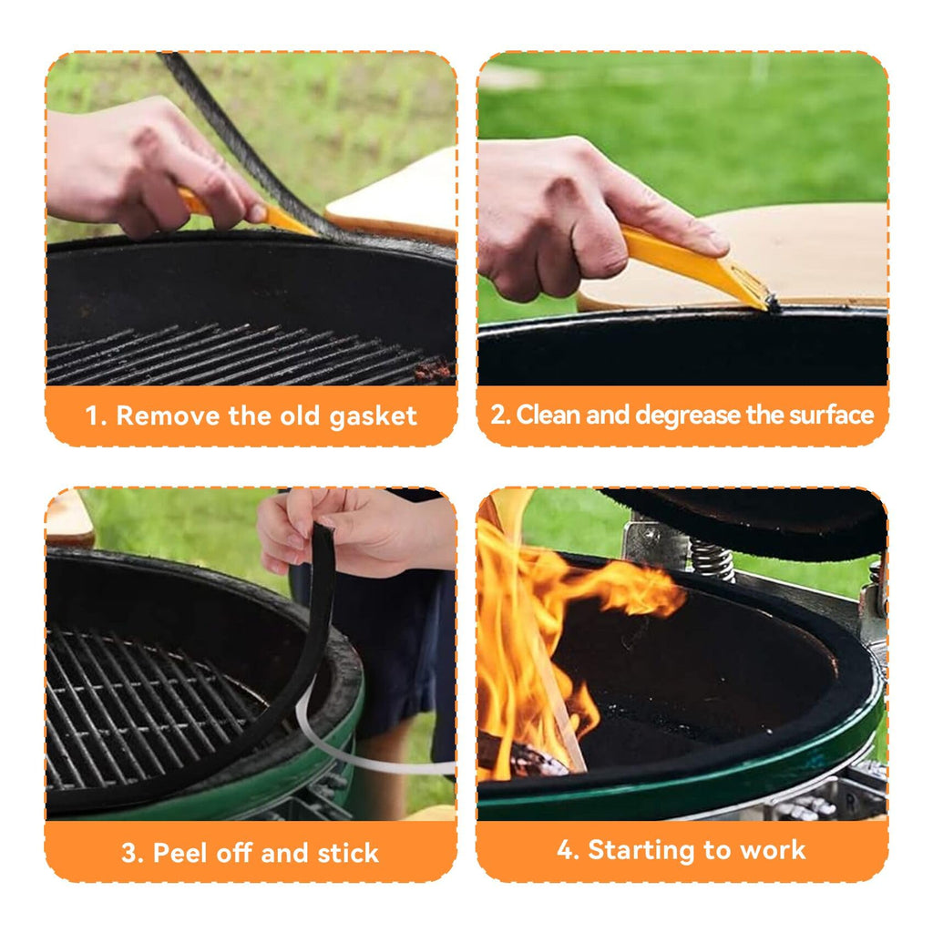 Onlyfire BBQ High Heat Gasket Replacement with Adhesive Fits Kamado Smokers Grills like Big Green Egg, Kamado Joe, Vision Grills