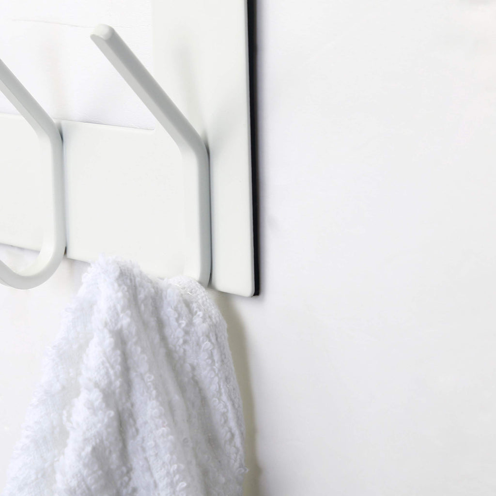 SKOLOO Over The Door Hook, Over The Door Coat Rack, Stainless Steel Over Door Coat Hanger for Hanging Clothes, Towel, Robes, Purse, Over Door Hooks for Bathroom Bedroom,White