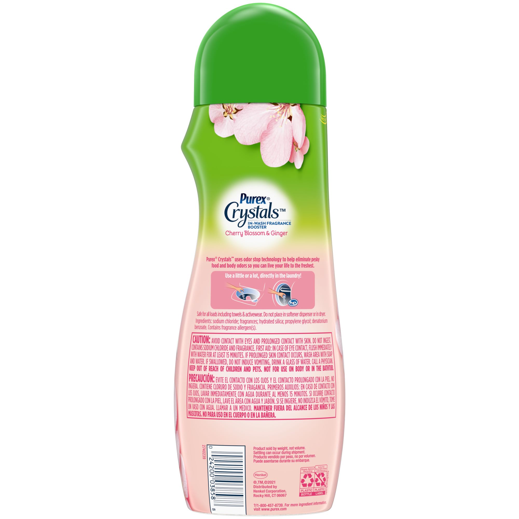 Purex Crystals in-wash Fragrance and Scent Booster, Cherry Blossom & Ginger, 21 Ounce (Pack of 4)