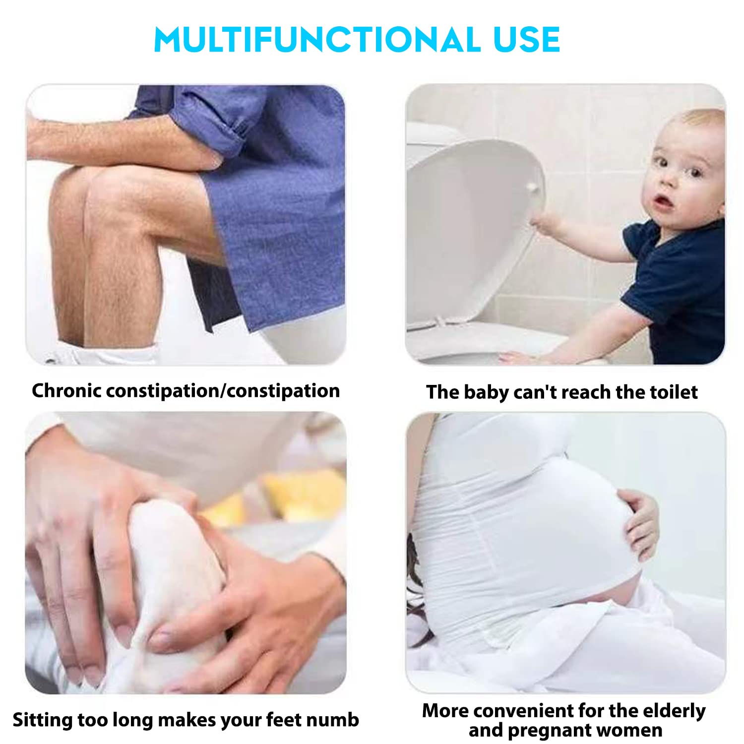 Toilet Step Stool, Toilet Footstool, Toilet Assistance Steps, Bathroom Toilet Stool, Kids Tot Step Stool, Foldable Toilet Stool, Fits All Toilets, Folds for Easy Storage(White)
