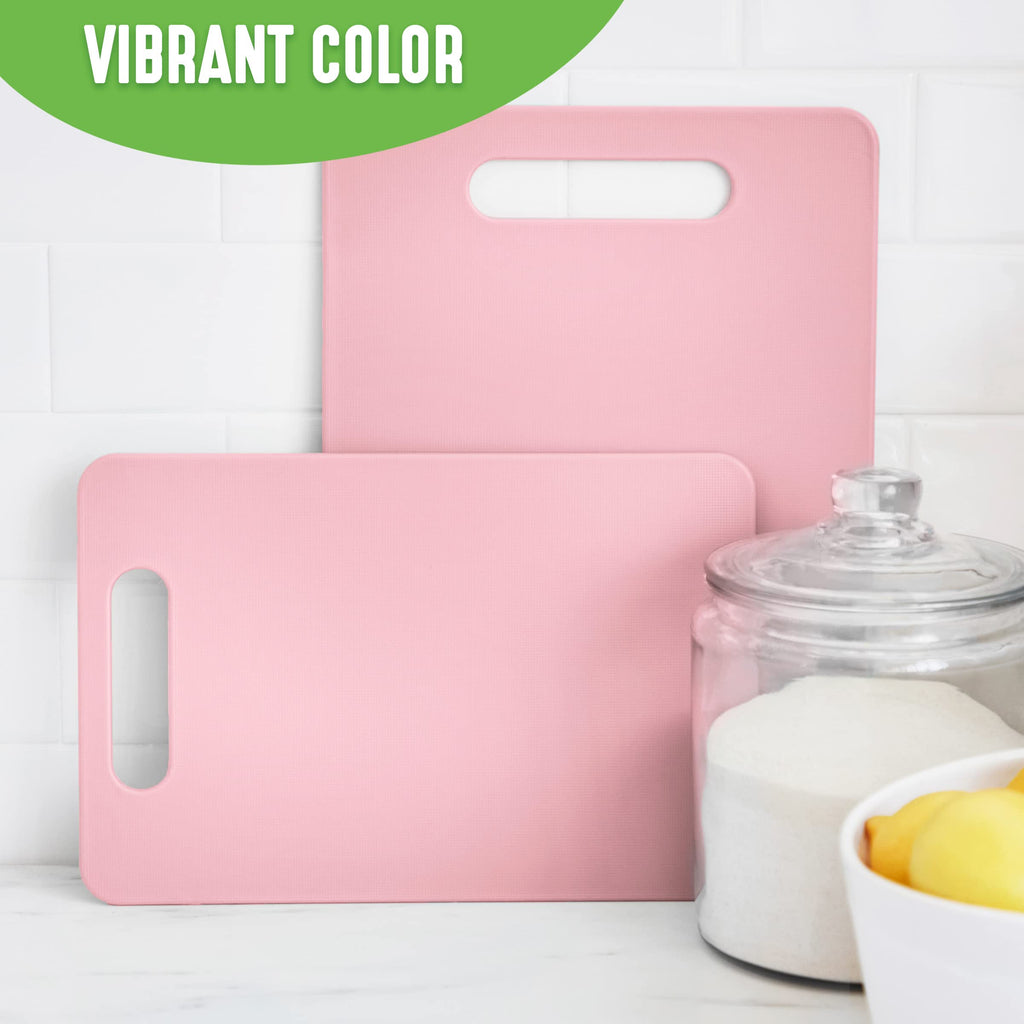 GreenLife Cutting Board Set 8x12 & 10x14, Extra Durable, Meal Prep, Non-Slip, Grip Handles, Crack Resistant, Dishwasher Safe, Reversible, Versatile Kitchen Essentials, Soft Pink