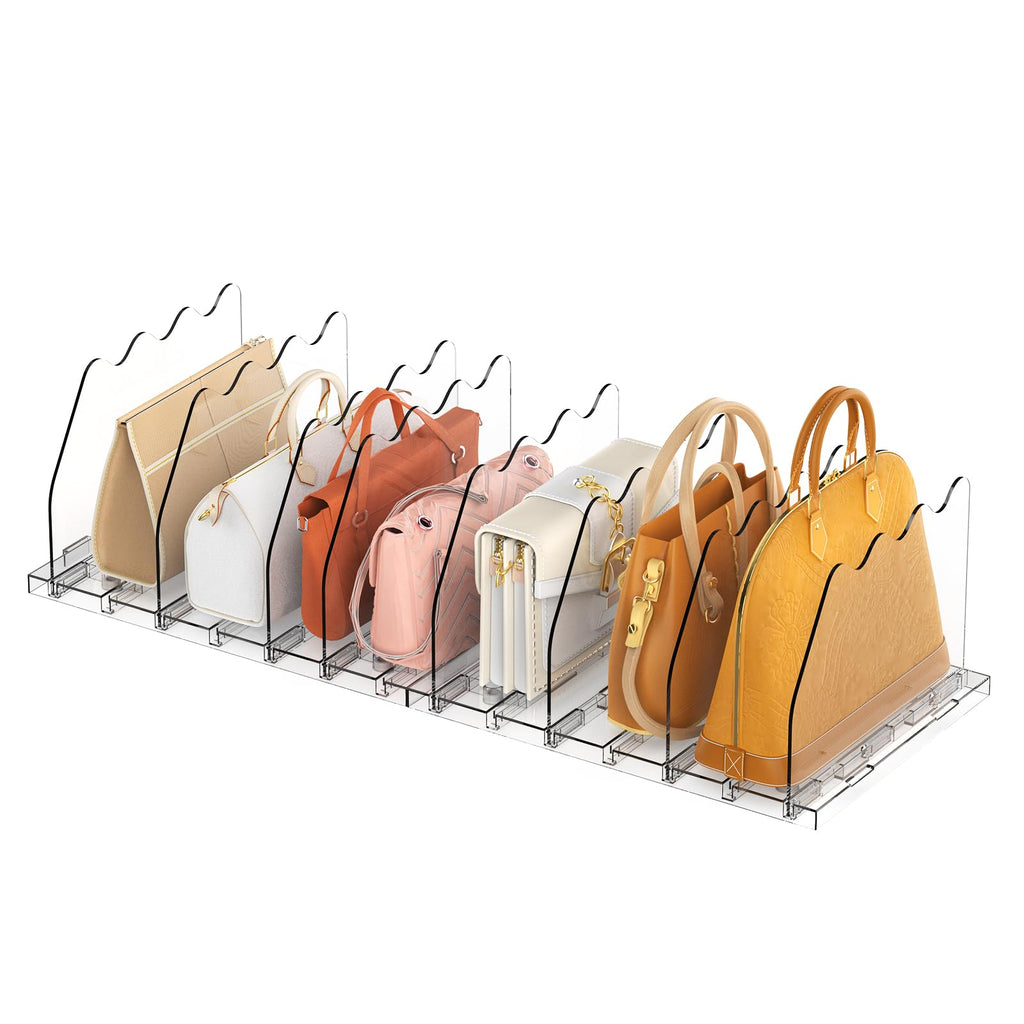 Ronlap Purse Storage Organizer for Closet Adjustable Shelf Bag Purse Storage Dividers Clear Handbag Separators for Closet Organization, Clear