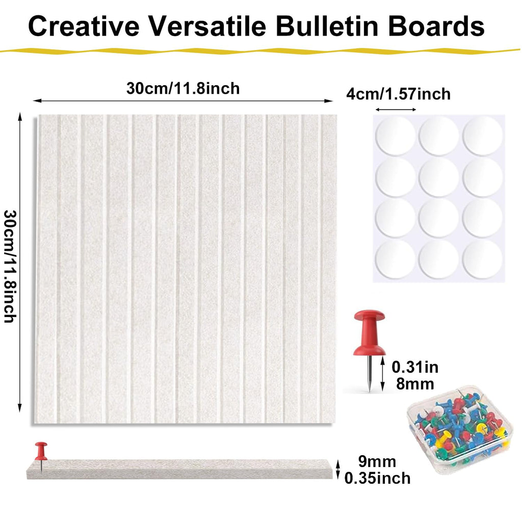 Acidea Large Cork Board Alternative, 120x90cm 12pcs Felt Wall Tiles with Safe Removable Adhesive Tabs and 50 Push Pins, Felt Cork Board for Home Office Wall Decor Tack Board, Light Beige ﻿