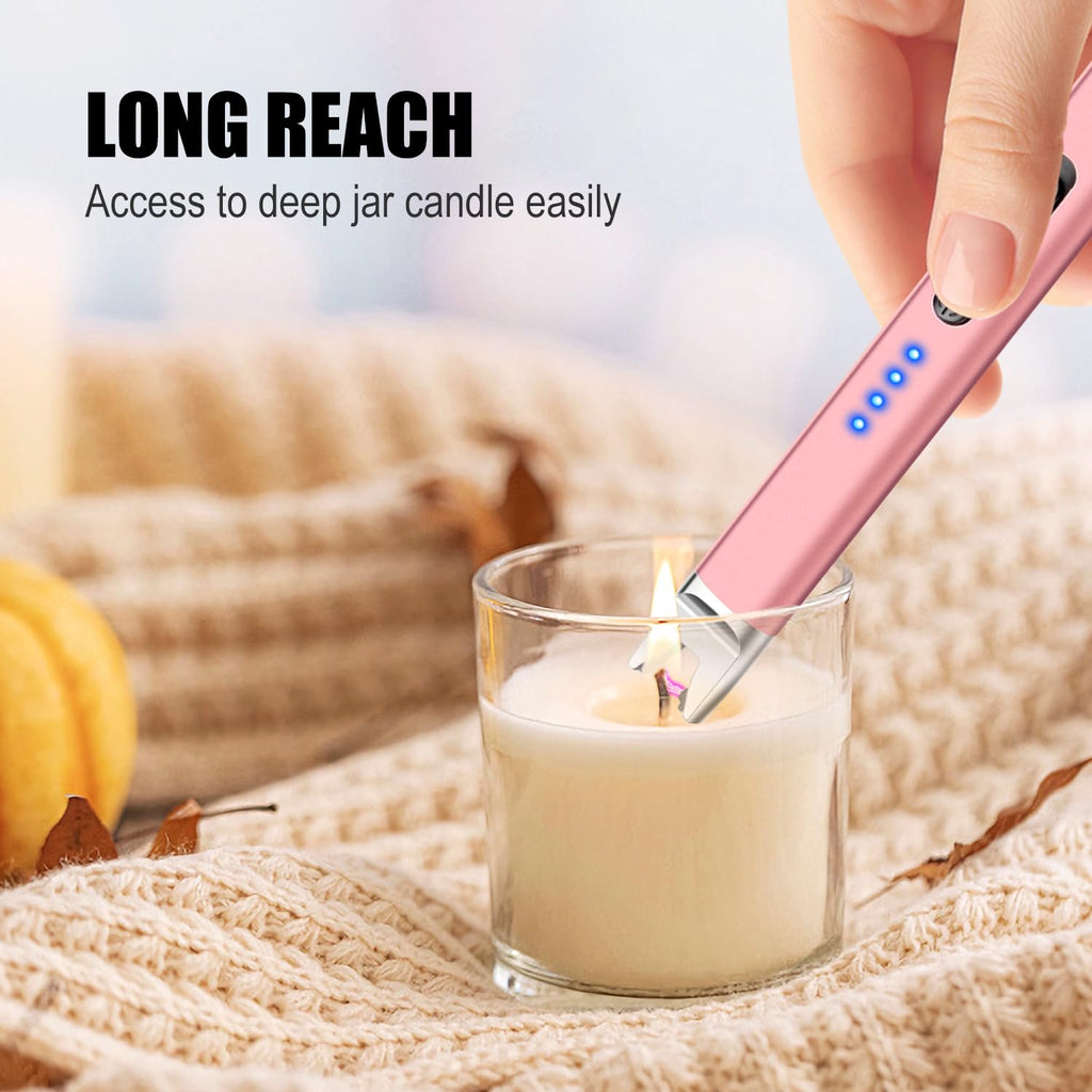 3 Pack Electric Candle Lighter Long Reach, BBQ Lighter USB C Rechargeable, Electronic Windproof Arc Plasma Lighter for Outdoors, Camping, Hiking and Campfire