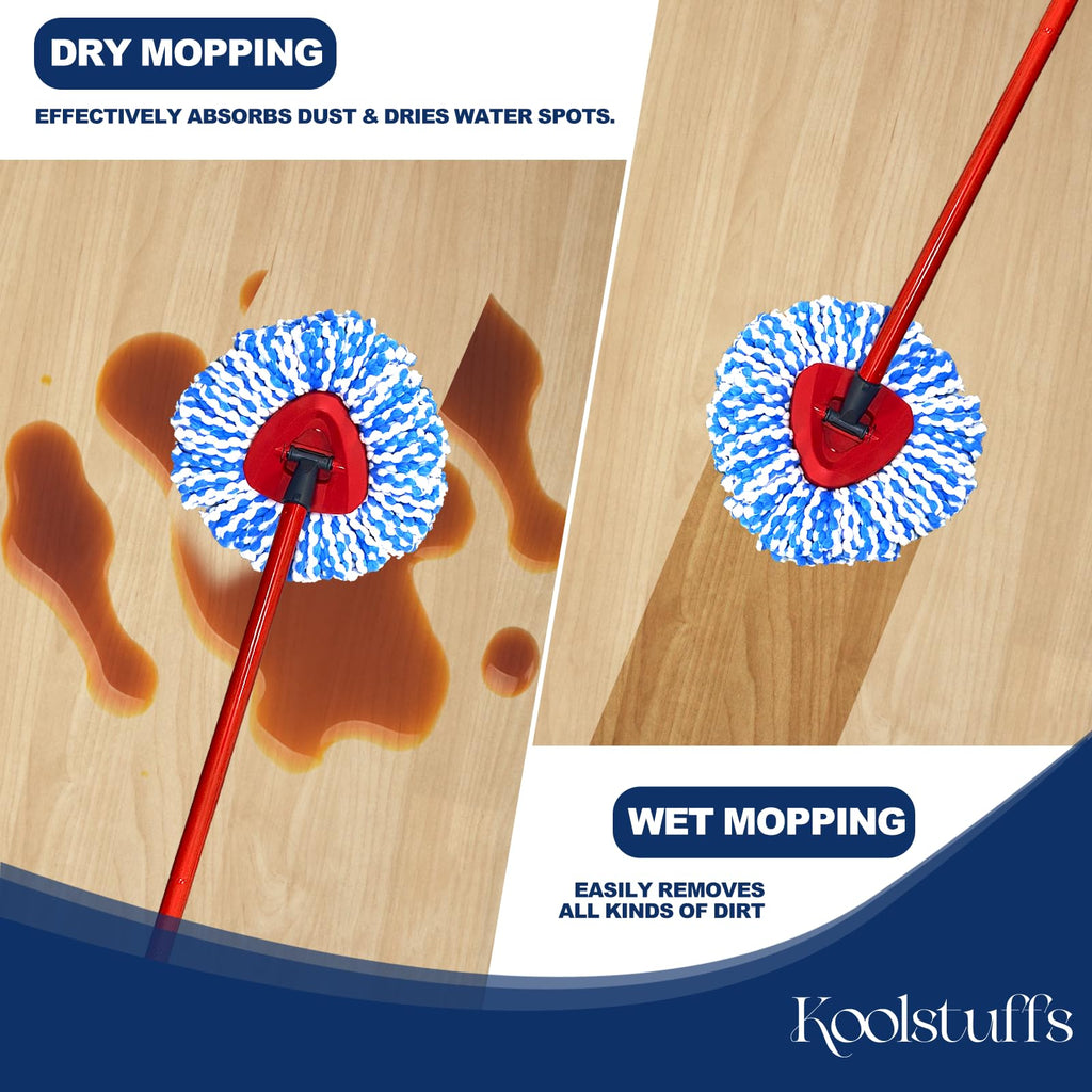 Spin Mop Head Refill, 6Pcs Rotating Triangle Replacement Pads, Microfiber, Washable, Reusable