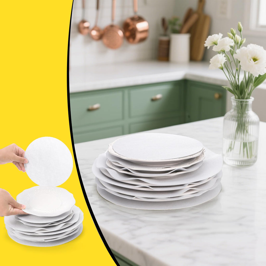 Jucoan 80 Pack Thick Felt Plate Dividers, 3 Sizes Round China Dish Storage Protectors Separators for Packing Stacking Procelain Plate Dish Dinnerware