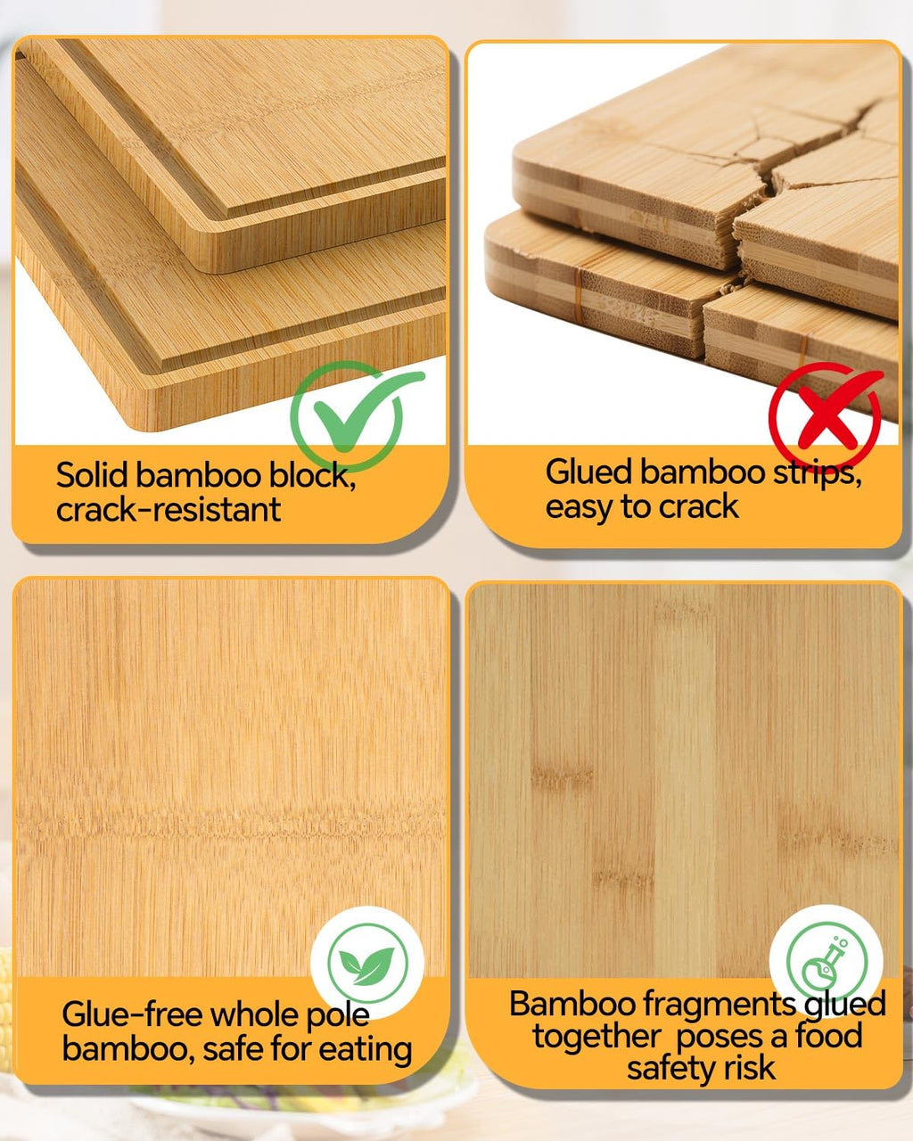 Titanium Bamboo Cutting Board for Kitchen, Double-Sided Titanium & Bamboo Chopping Block, Reversible Meat and Vegetable Prep Surface, Easy to Clean (16×11)