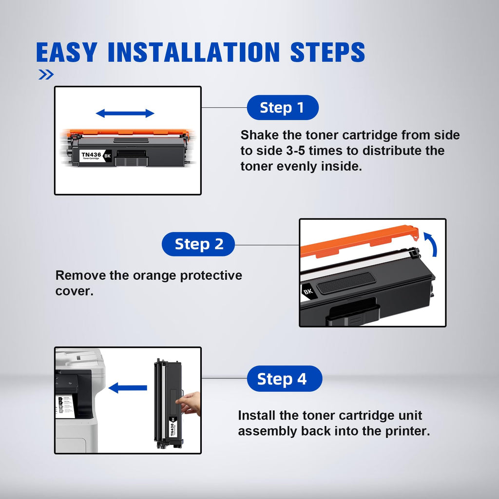 TN436BK TN436 Compatible Toner Cartridge Replacement for TN436 TN 436 TN436BK TN433 TN431 Work with MFC-L8900CDW HL-L8360CDW MFC-L8610CDW MFC-L9570CDW HL-L8260CDW Printers(2 Black)