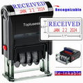 Toplusesse Received Stamp with Date Self Inking Received Date Stamp for Business 12-Year Band Blue&Red Ink