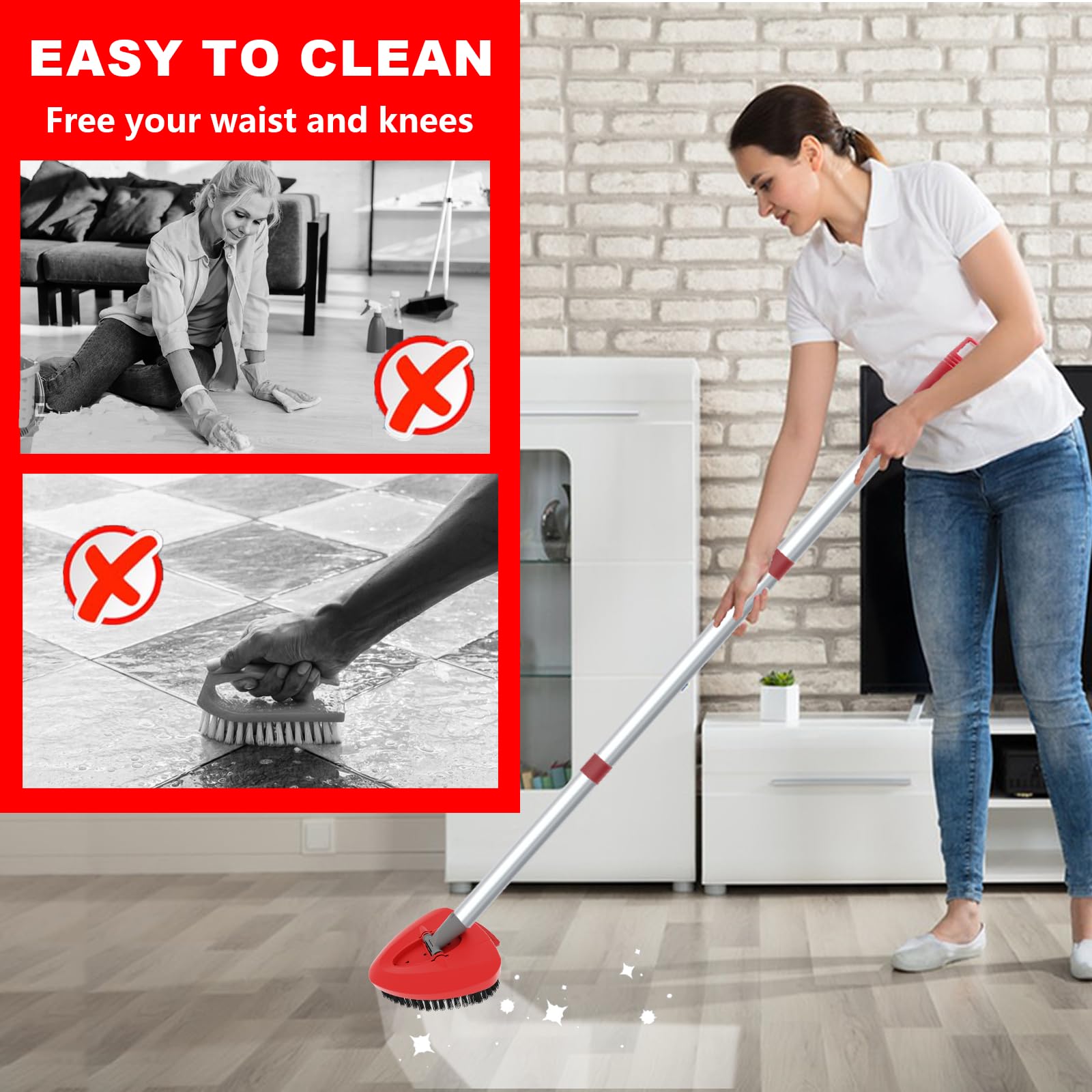 OKcedier 2 Pack Upgrade Scrub Brush Replace Heads Compatible with Vileda EasyWring 1 Tank Spin Mop, Replacement Scrubber Head Brush,Floor Cleaning Brush,More Layers of Bristles for Bathroom, Deck