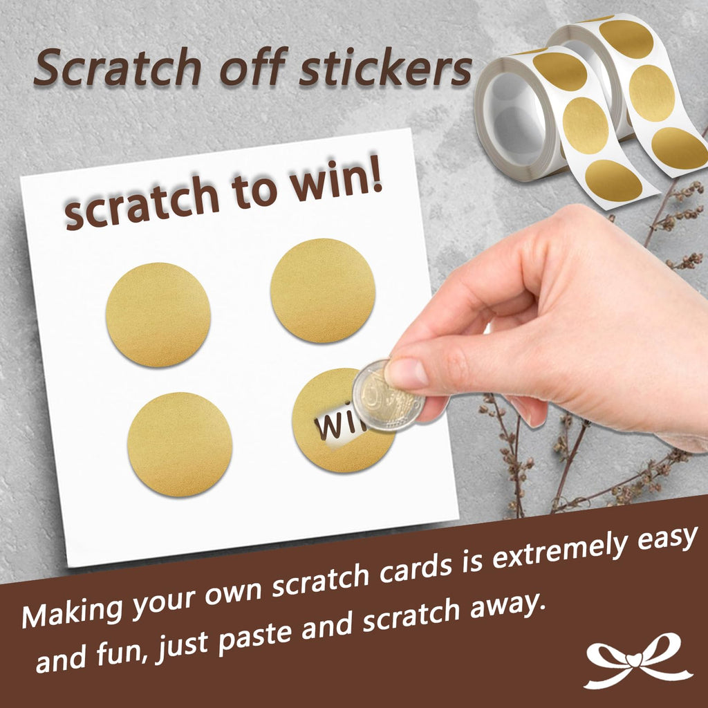 600PCS 1 Inch Scratch Off Sticker Round Labels Scratch Off Card Stickers Circle Self Adhesive Labels for Lottery Tickets DIY Reward Cards (Gold)