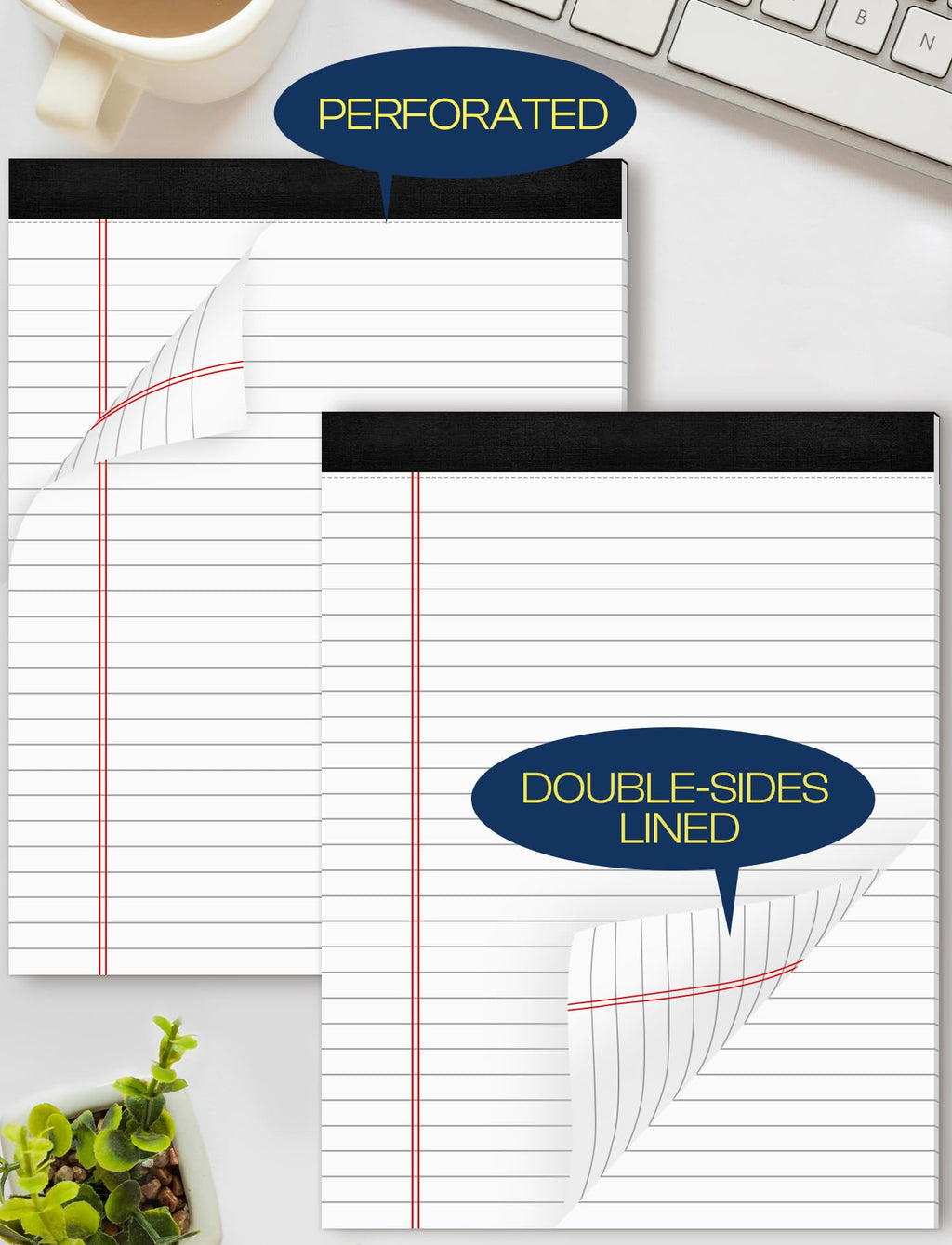 Legal Pads 8.5 x 11 White Note Pads Paper 8-1/2 x 11 Lined Paper Pad 8.5 x 11 White Legal Pad 6 Pack Notepads 8.5 x 11 Lined Writing Pads of Paper 8.5 x 11 Notepad White Paper Pads 30 Sheets/Pad