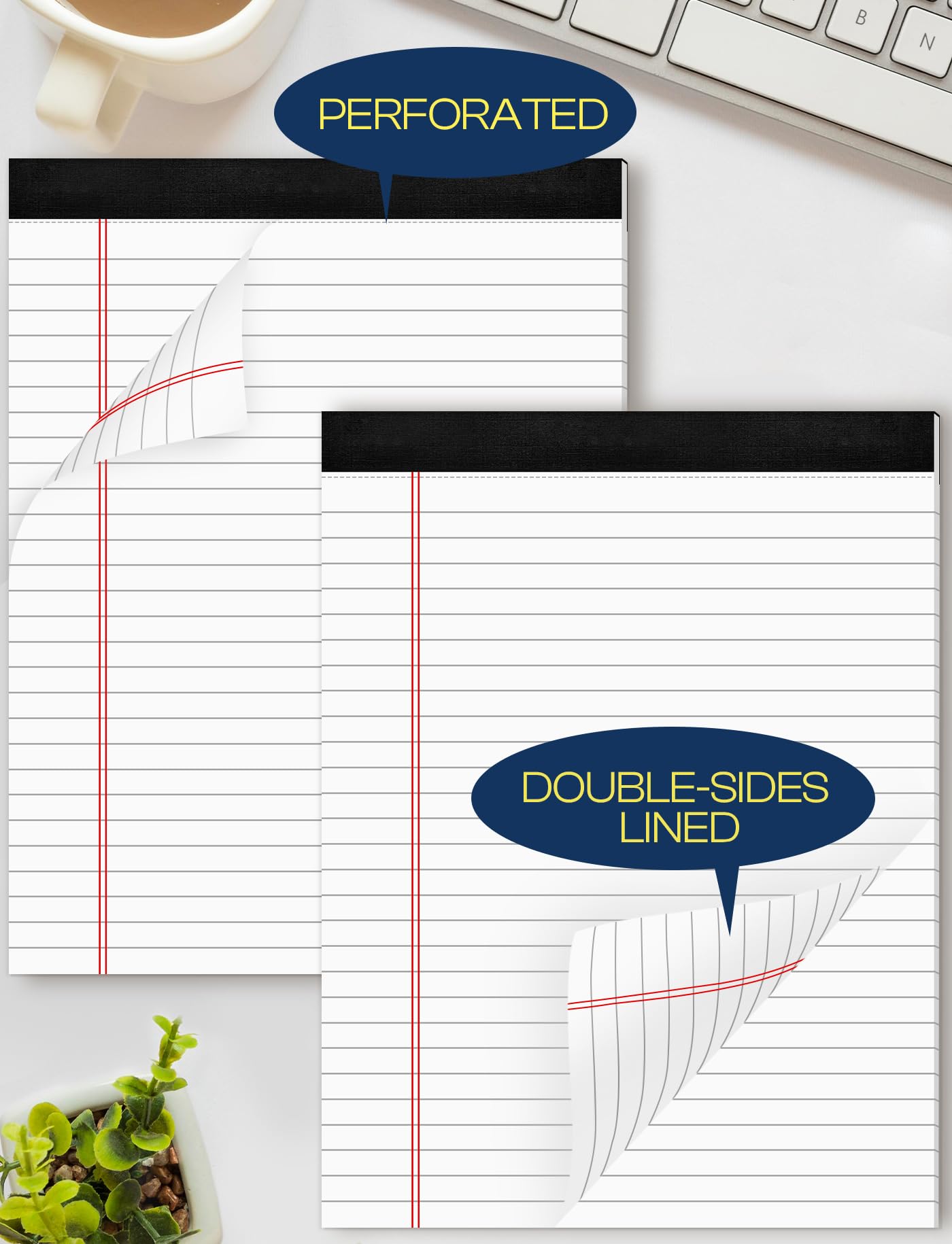 Legal Pads 8.5 x 11 White Note Pads Paper 8-1/2 x 11 Lined Paper Pad 8.5 x 11 White Legal Pad 6 Pack Notepads 8.5 x 11 Lined Writing Pads of Paper 8.5 x 11 Notepad White Paper Pads 30 Sheets/Pad