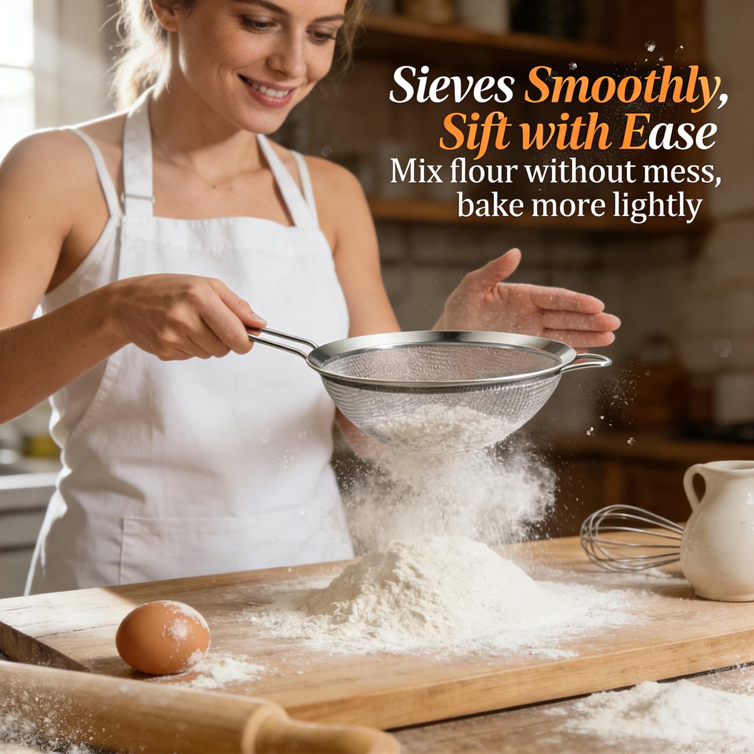 Anaeat Fine Mesh Strainers - Premium Stainless Steel Colander Sieve Sifters, with Durable Mesh and Sturdy Handle, Great for Sifting Dry Ingredients, Flour, Pastas, Rice, Food, Tea (3.15"+5.5"+7.87")