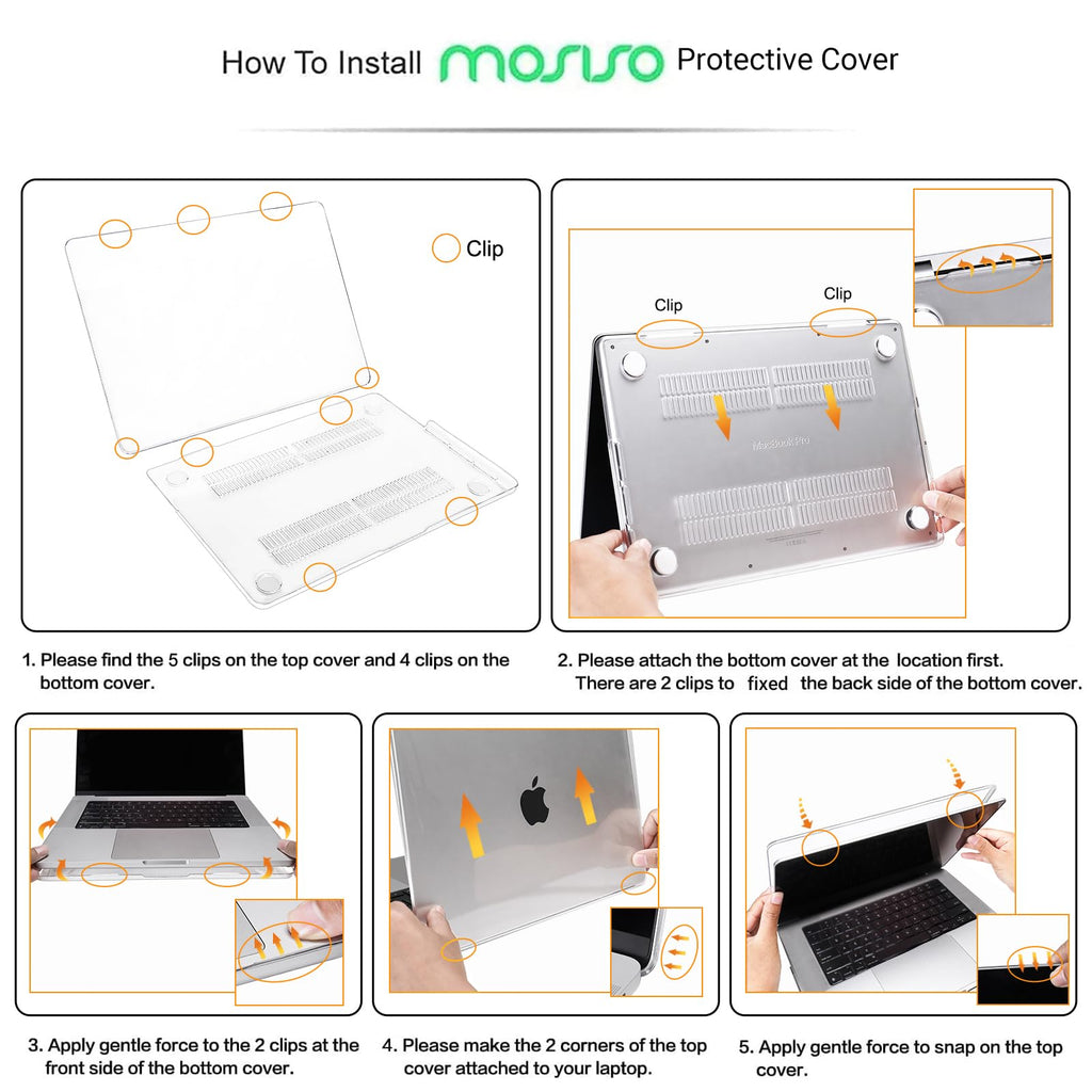 MOSISO Compatible with MacBook Pro 16 inch Case 2026 M5 2025-2021 M4 M3 M2 M1 A3429 A3428 A3403 A3186 A2991 A2780 A2485, Protective Plastic Hard Shell&Keyboard Cover&Type C, Crystal Clear